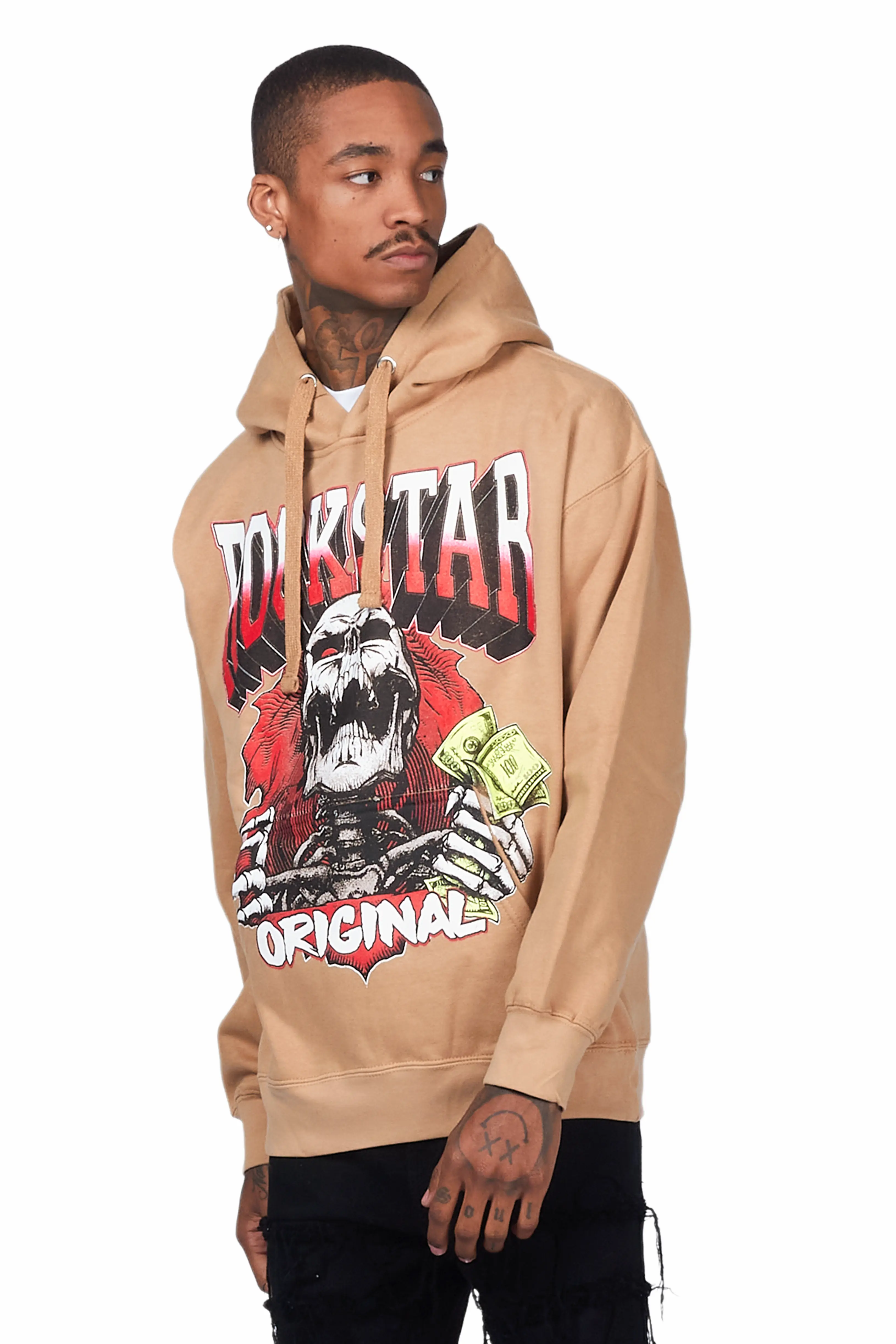 Zytron Beige Graphic Hoodie - Image 3