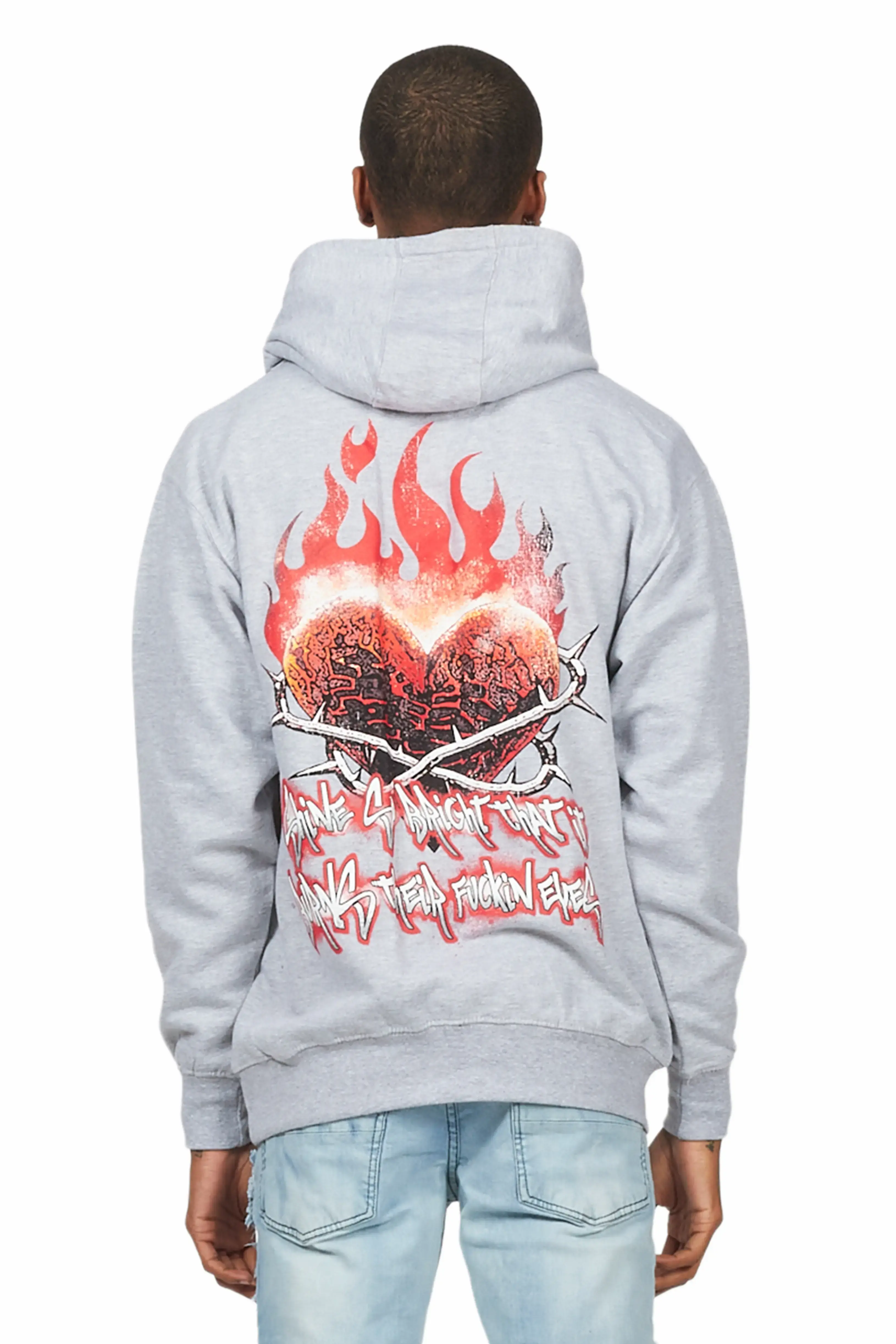 Euclid Heather Grey Graphic Hoodie - Image 5