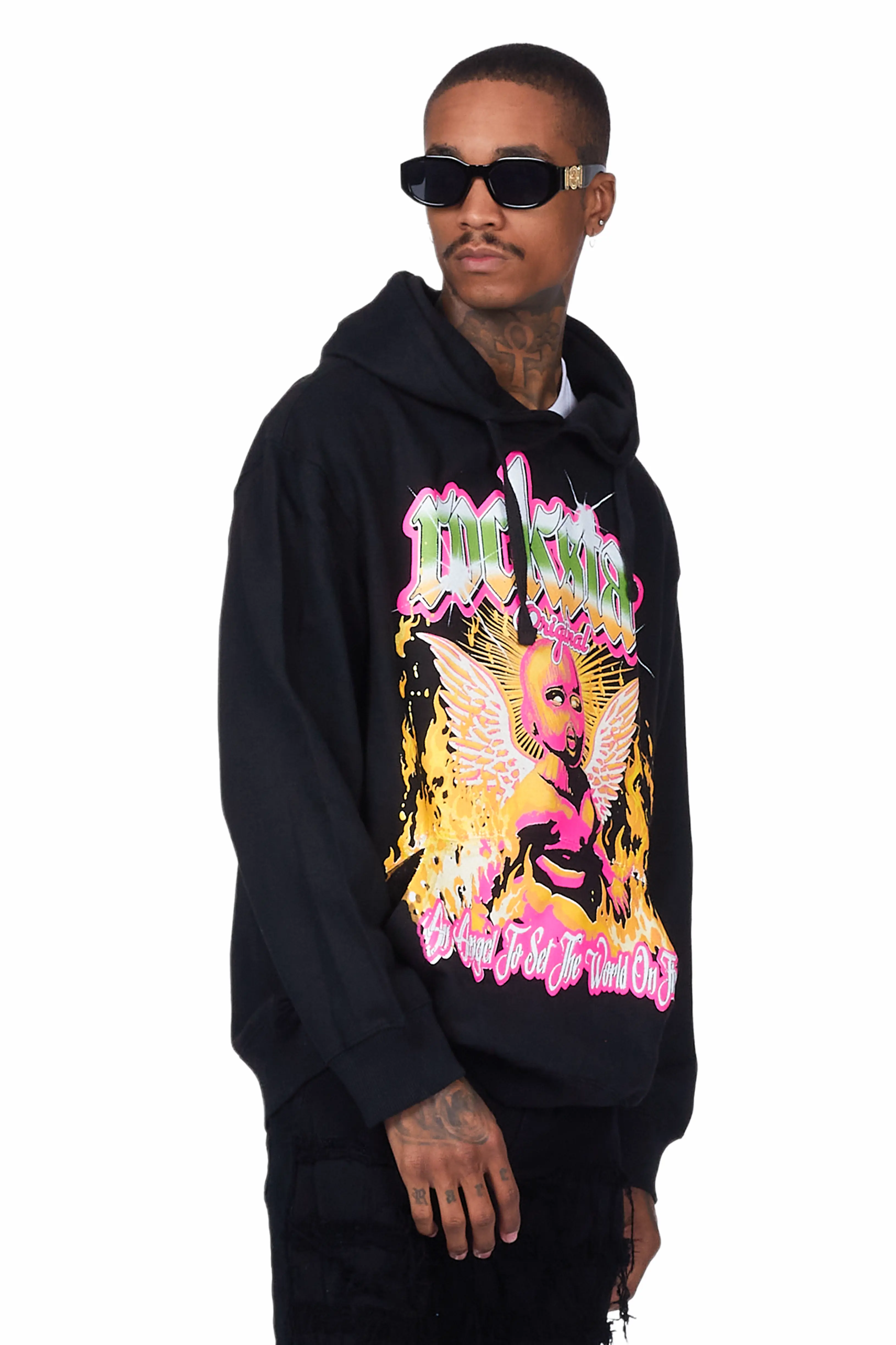 Whitefall Black Graphic Hoodie - Image 4