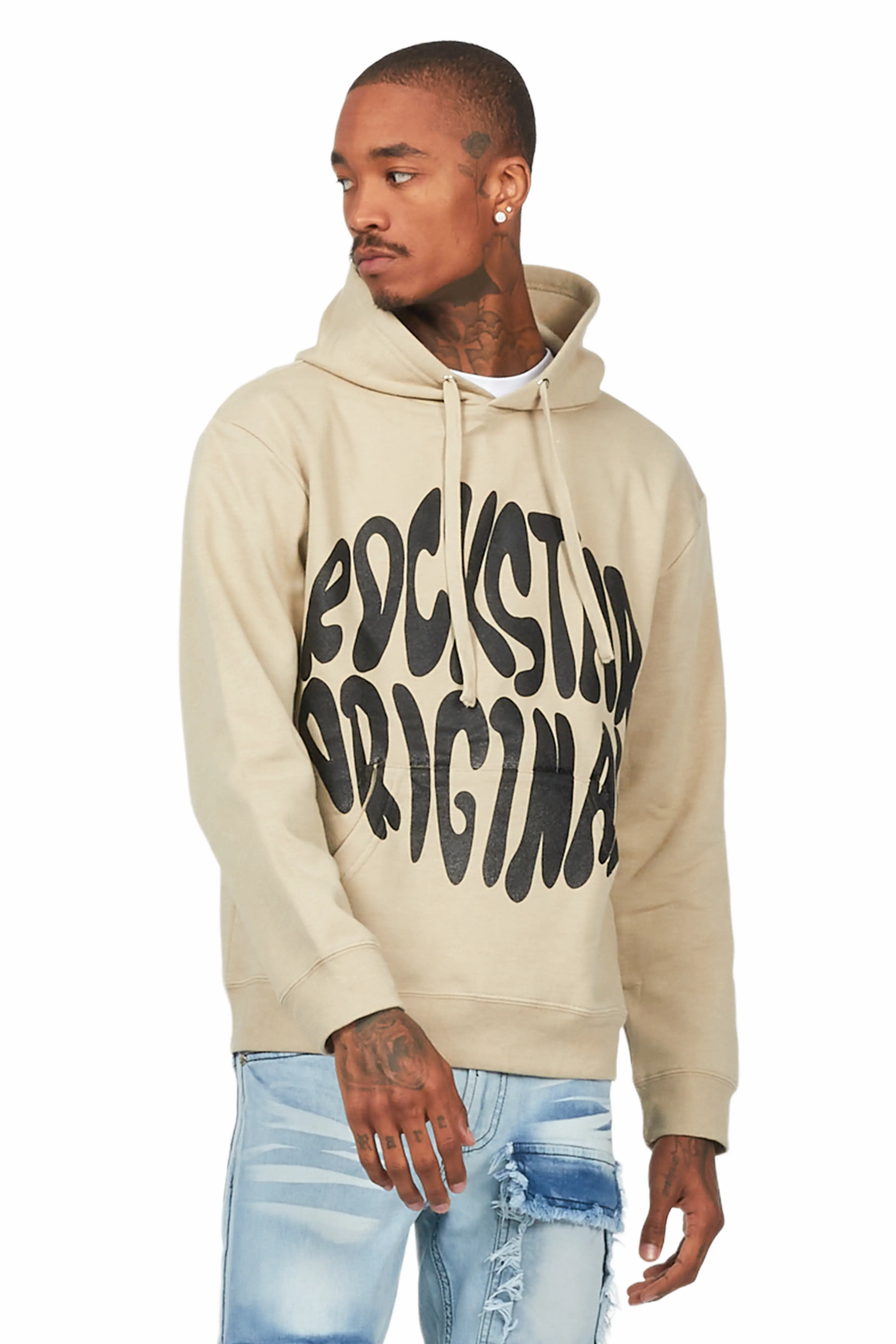 Thierry Beige Graphic Hoodie - Image 4