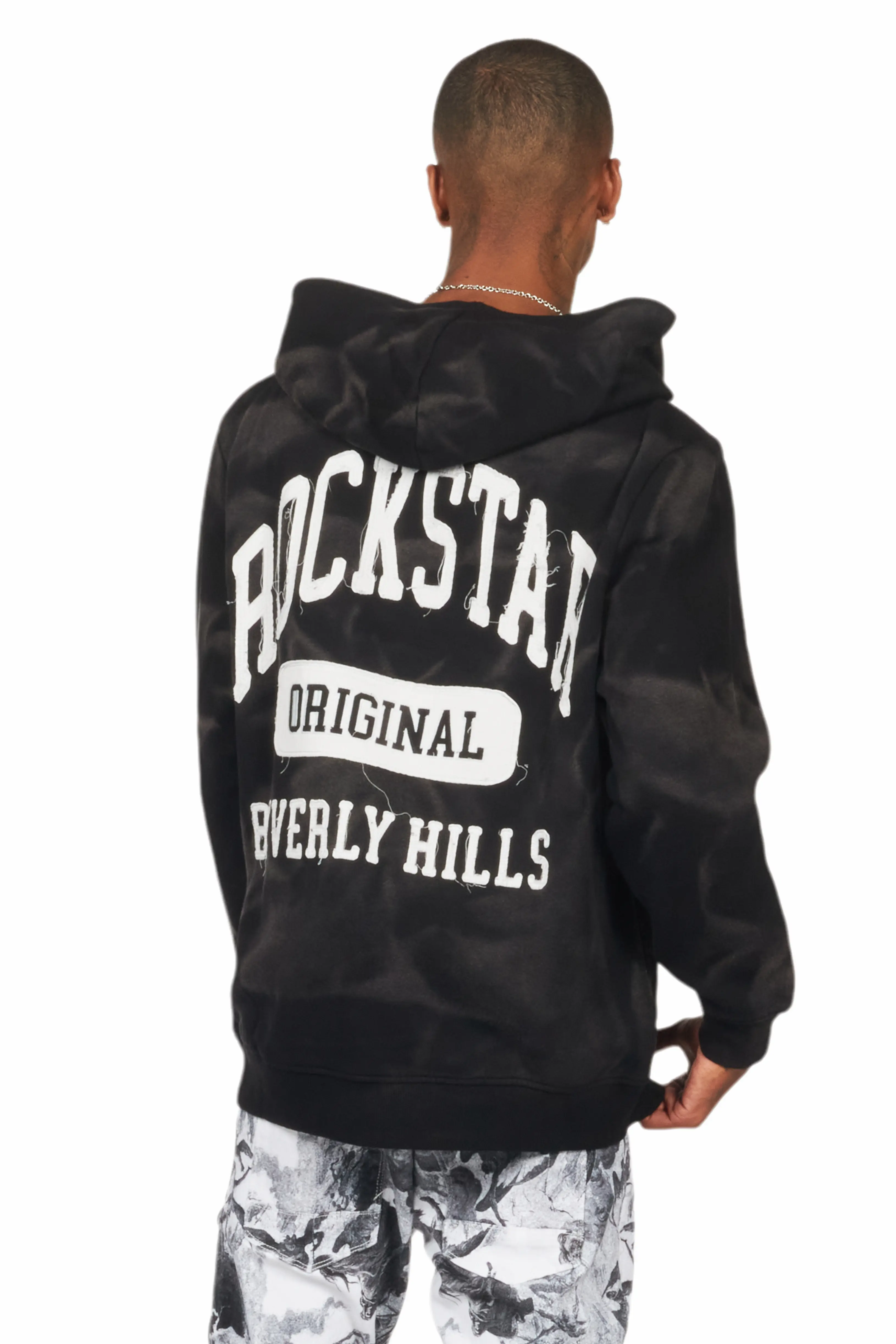 Member Black Patchwork Graphic Hoodie - Image 3