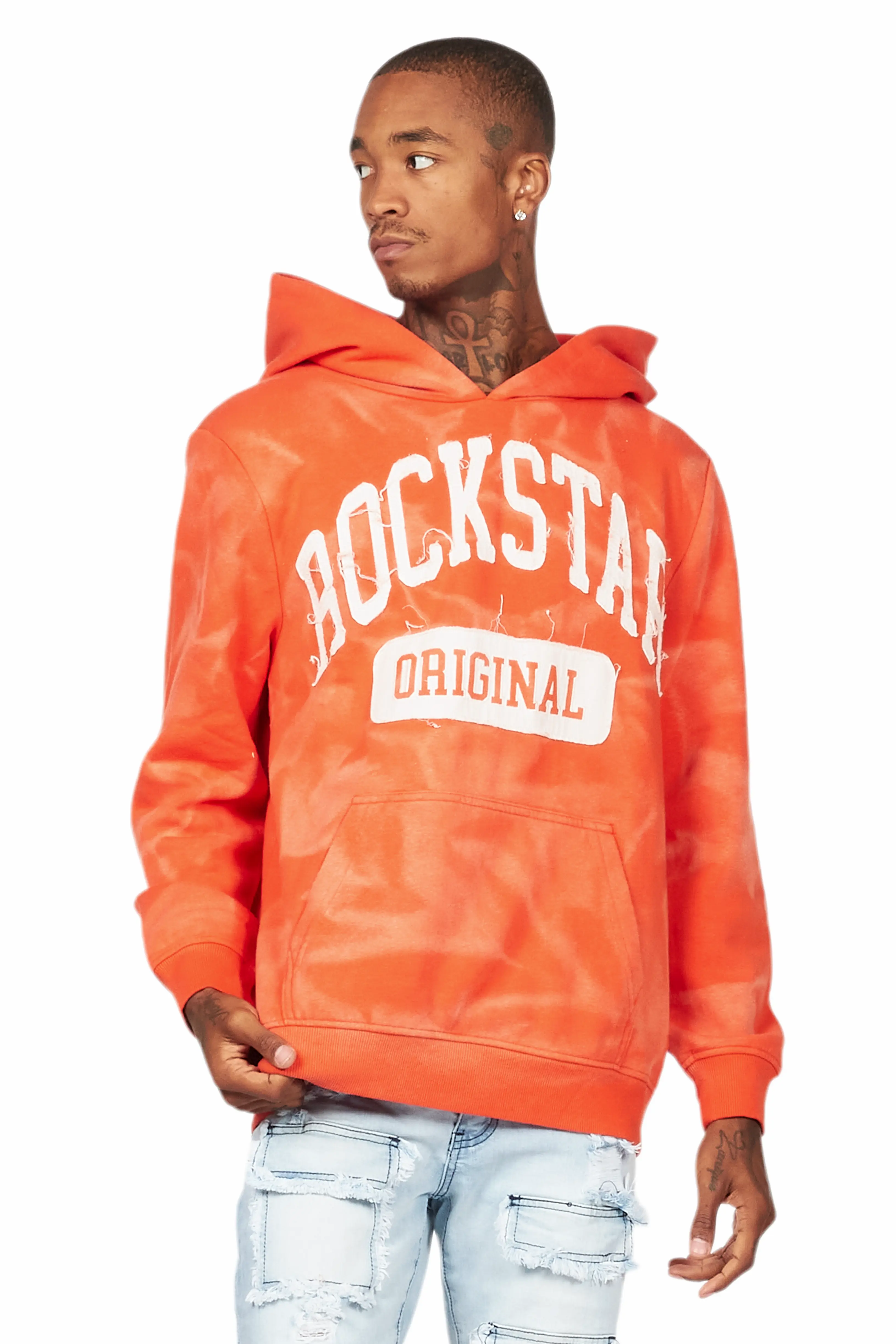 Member Orange Patchwork Graphic Hoodie - Image 2