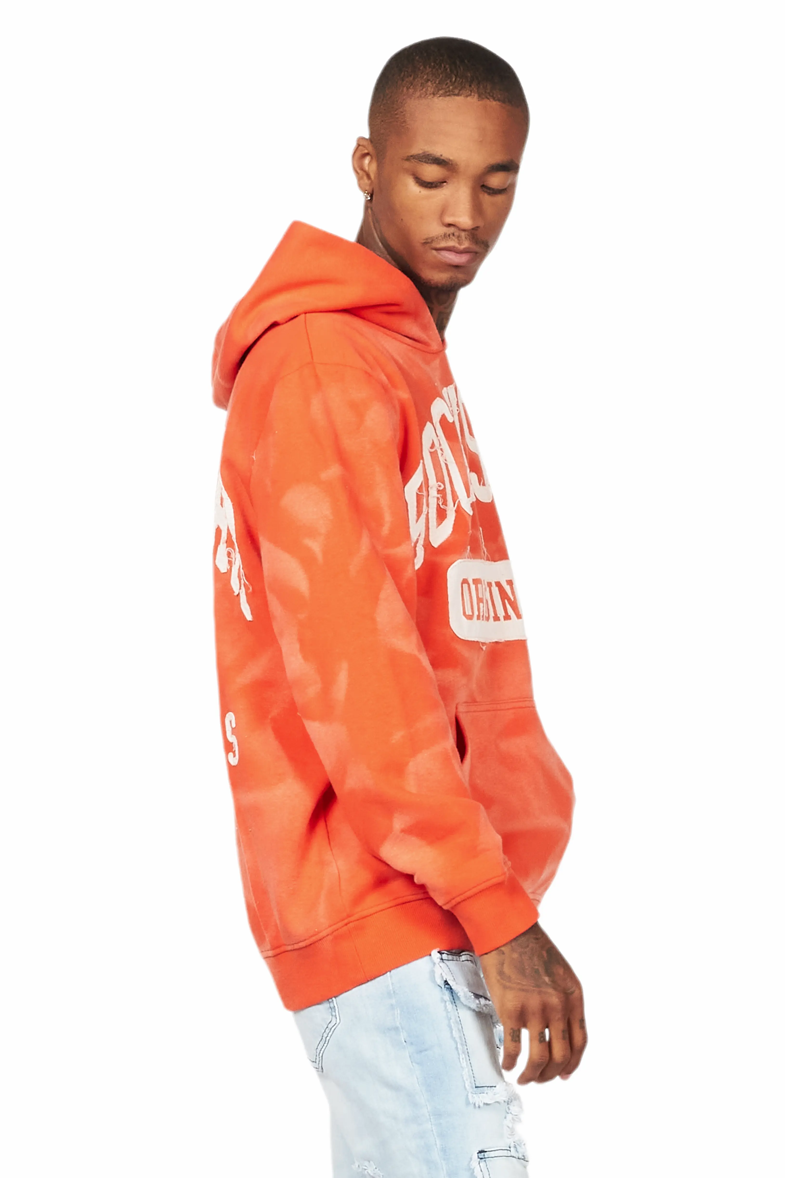 Member Orange Patchwork Graphic Hoodie - Image 4