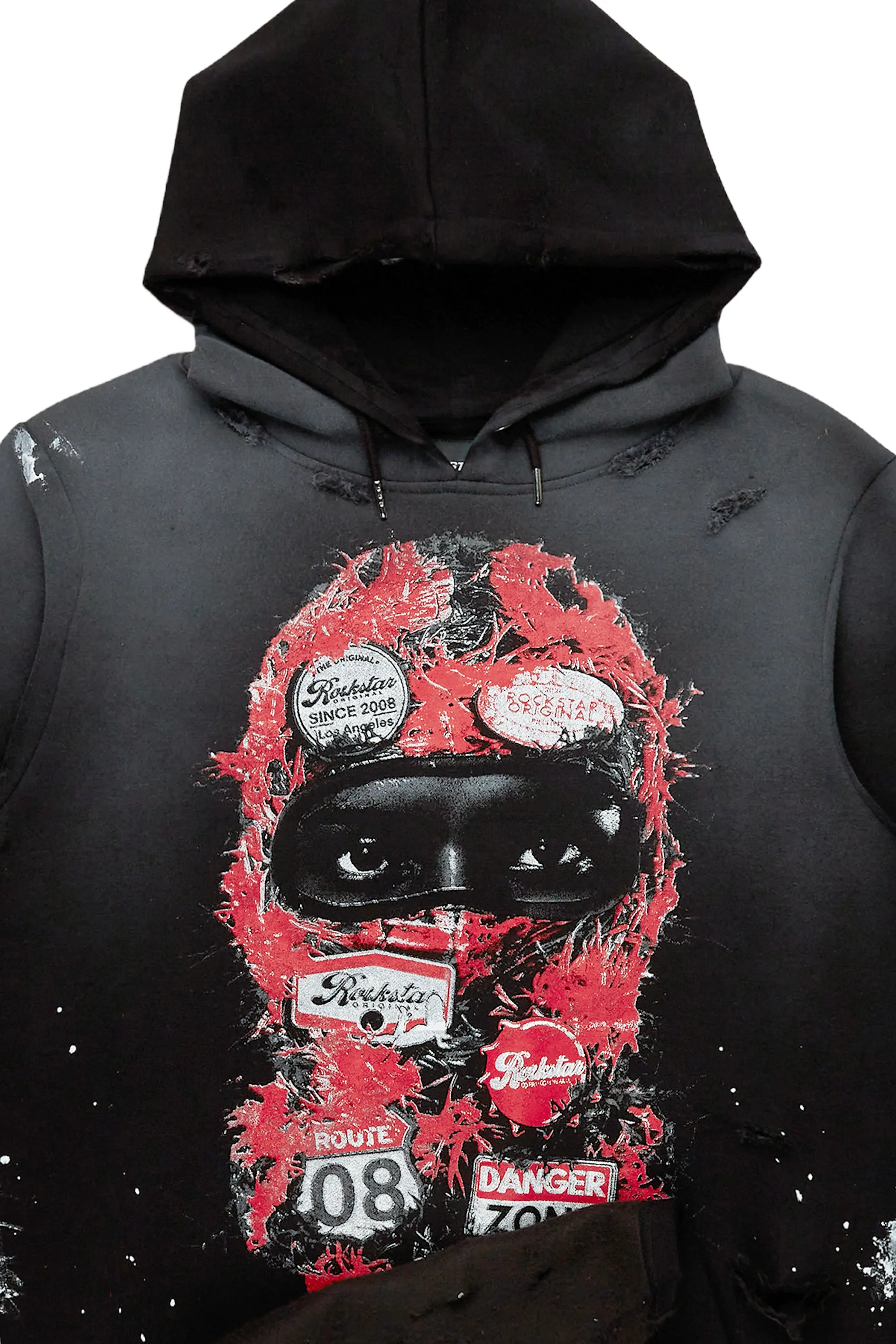 Barth Black Graphic Distressed Hoodie - Image 6