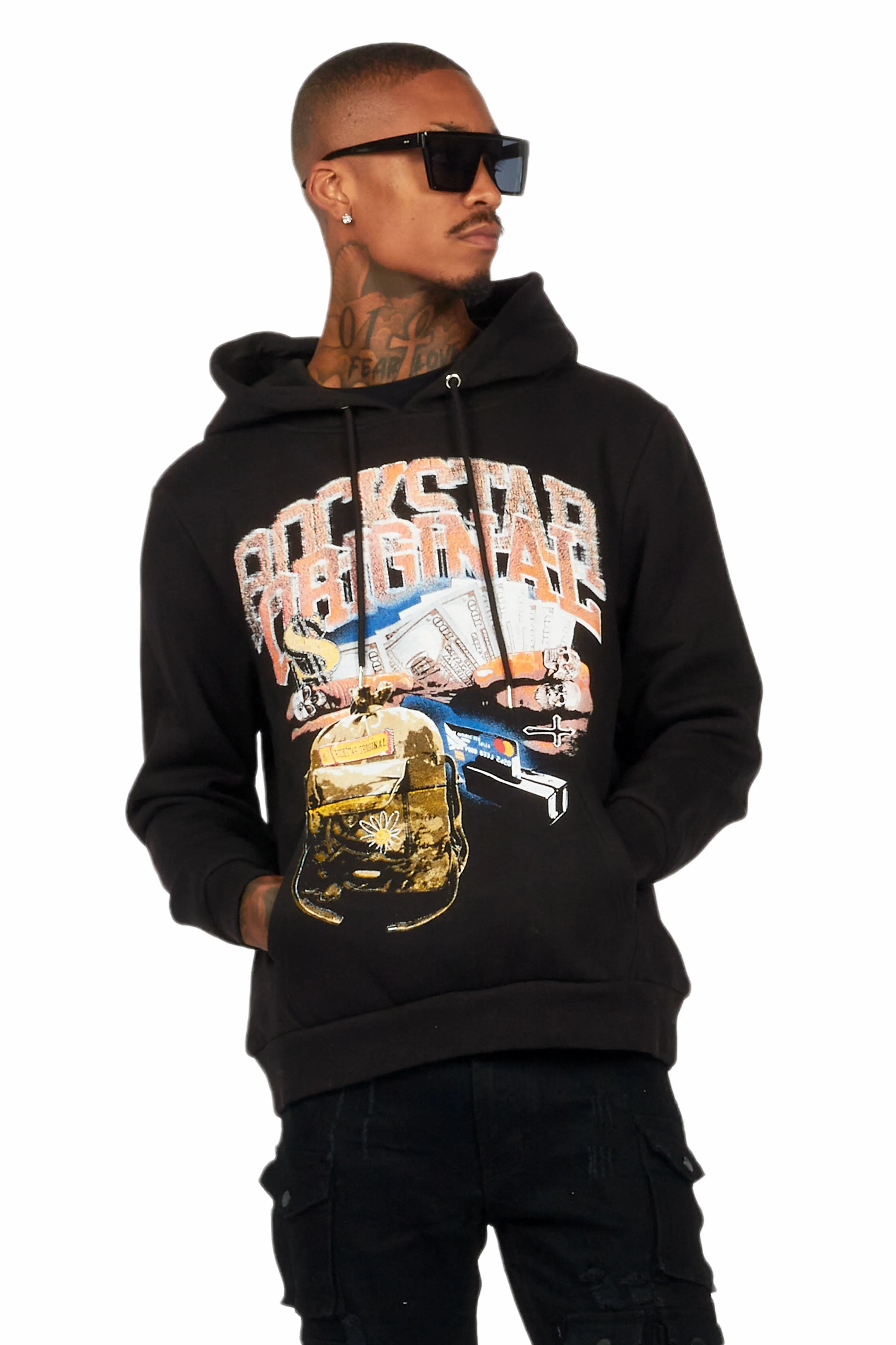 Floriana Black Graphic Hoodie - Image 2