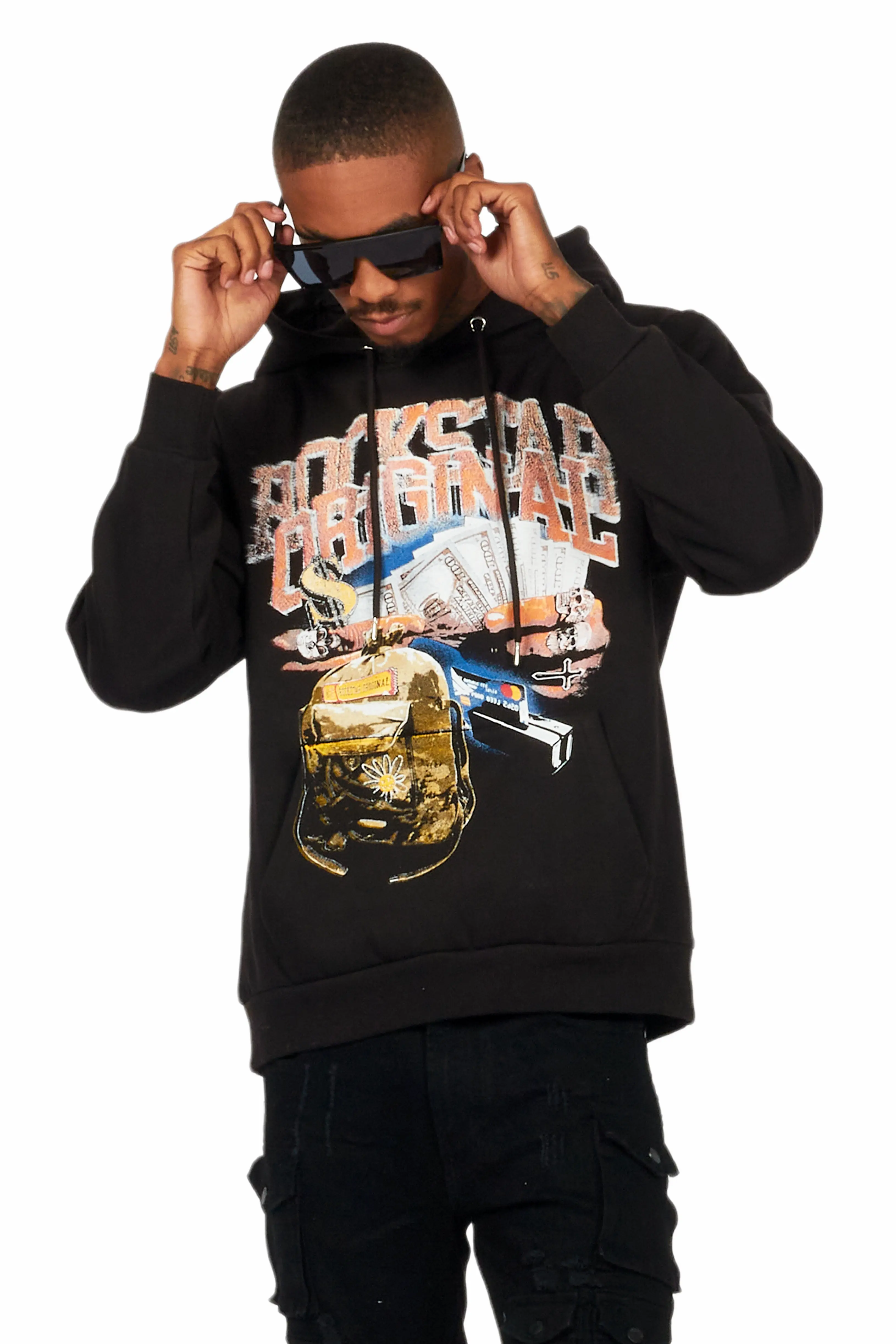 Floriana Black Graphic Hoodie - Image 3