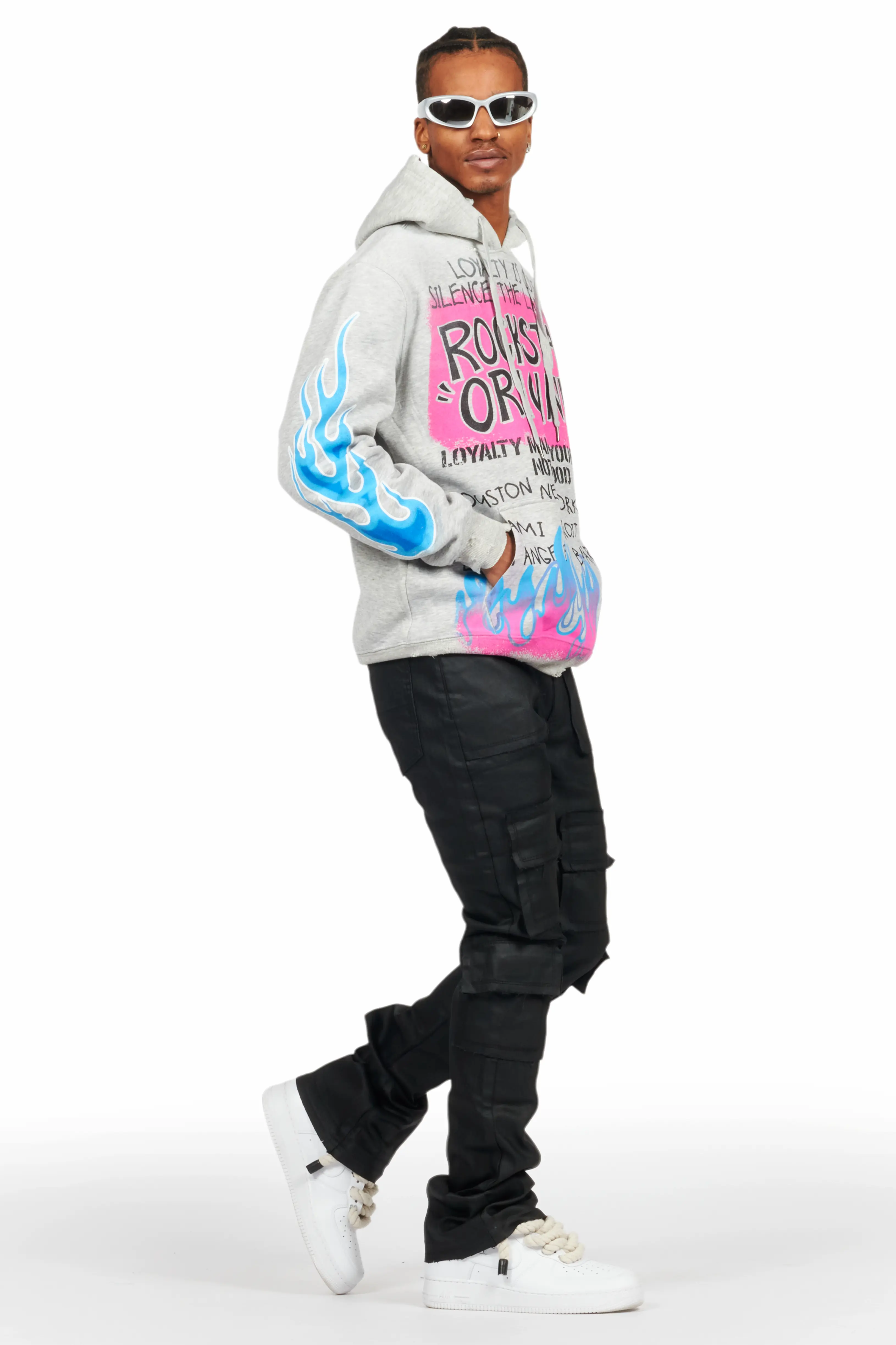 Beno Heather Grey Distressed Graphic Hoodie - Image 13