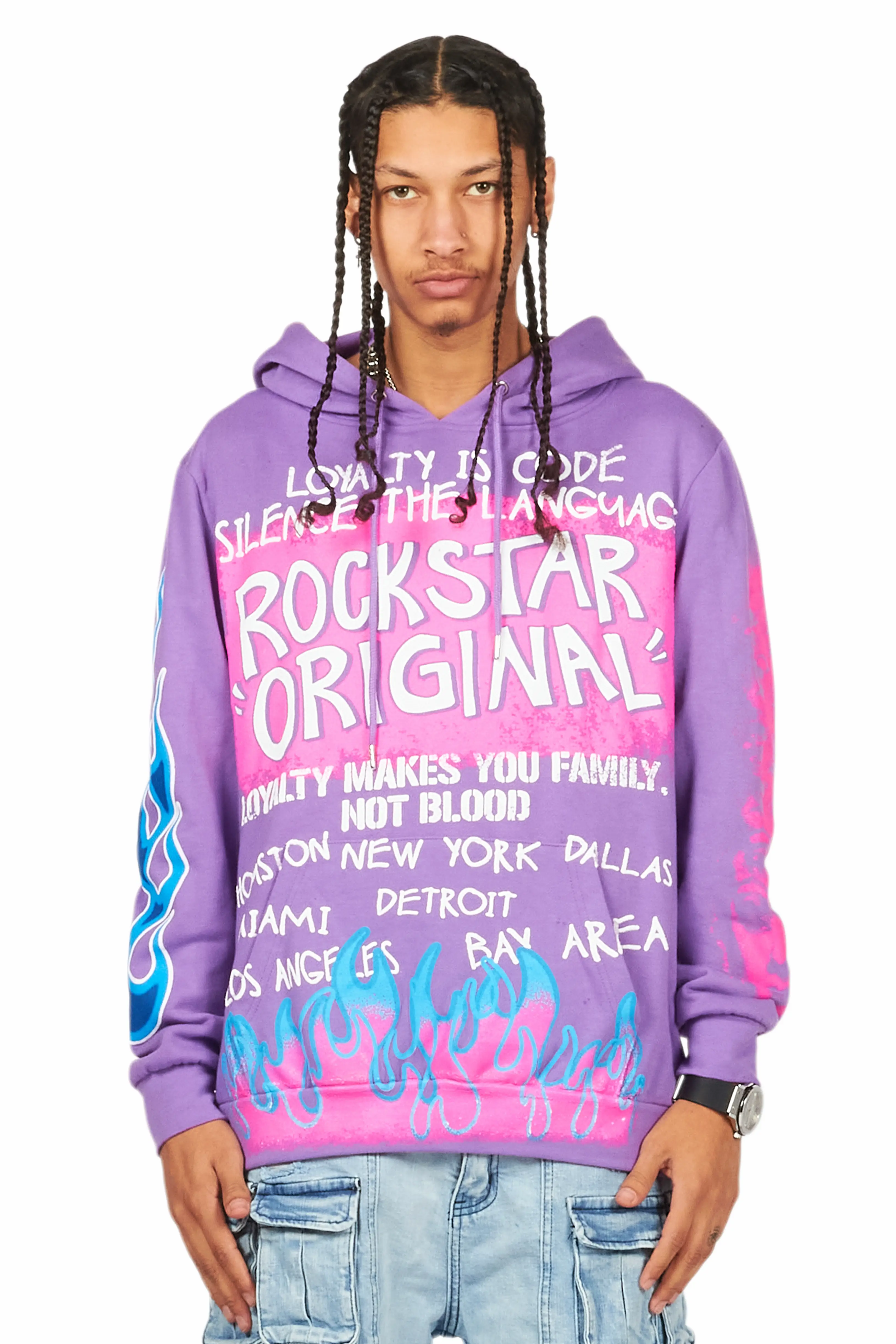 Beno Purple Distressed Graphic Hoodie - Image 12