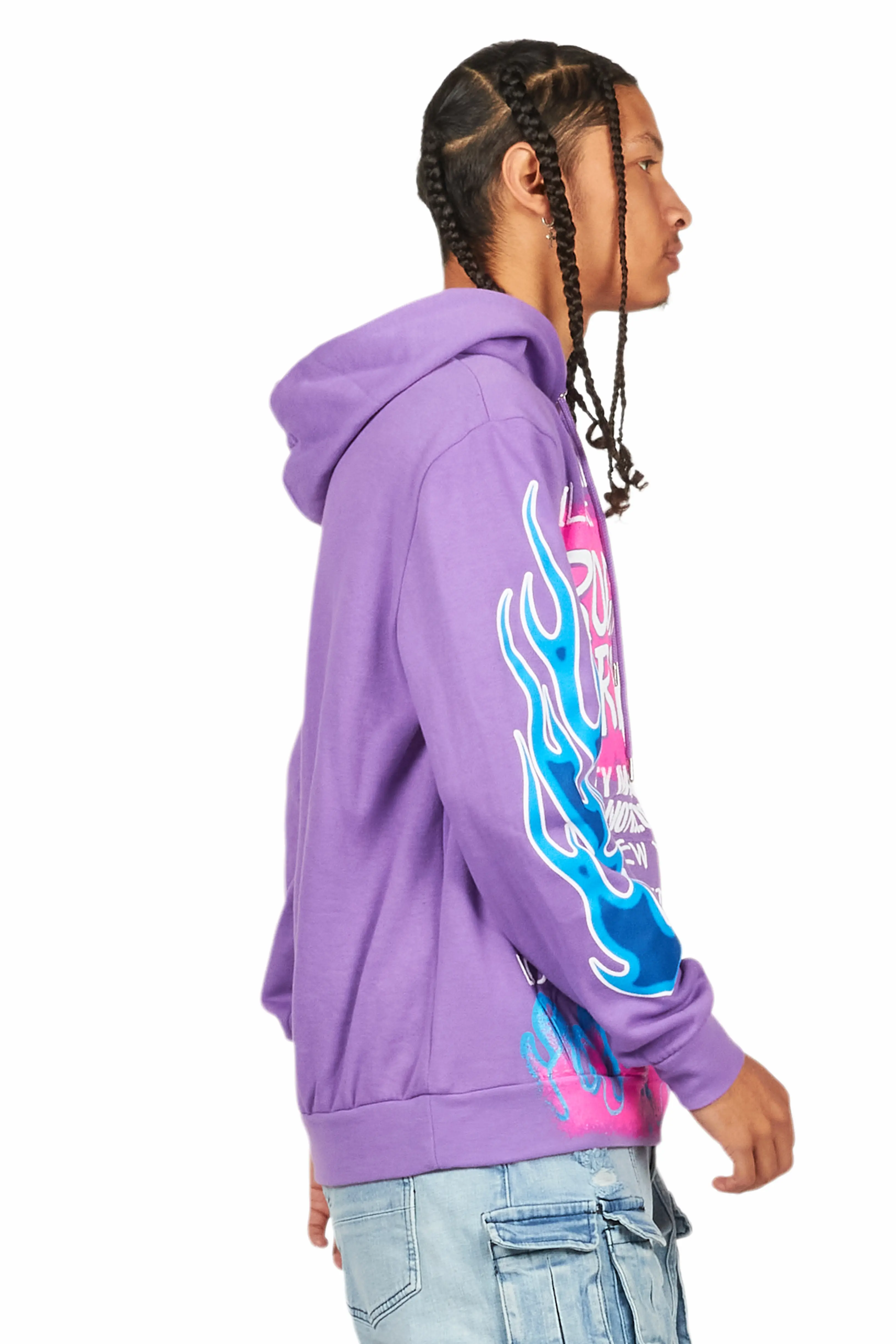 Beno Purple Distressed Graphic Hoodie - Image 13