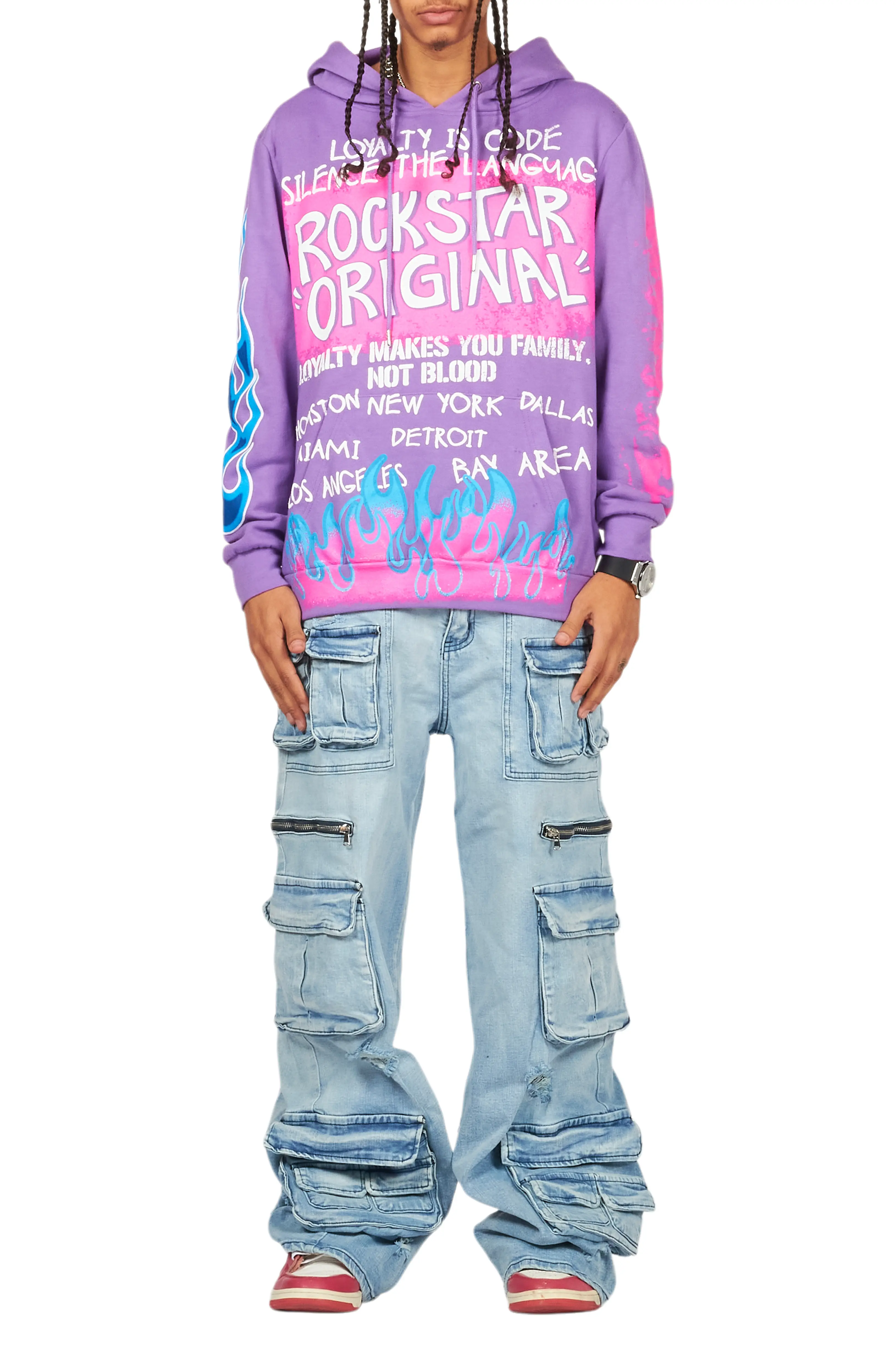 Beno Purple Distressed Graphic Hoodie - Image 17