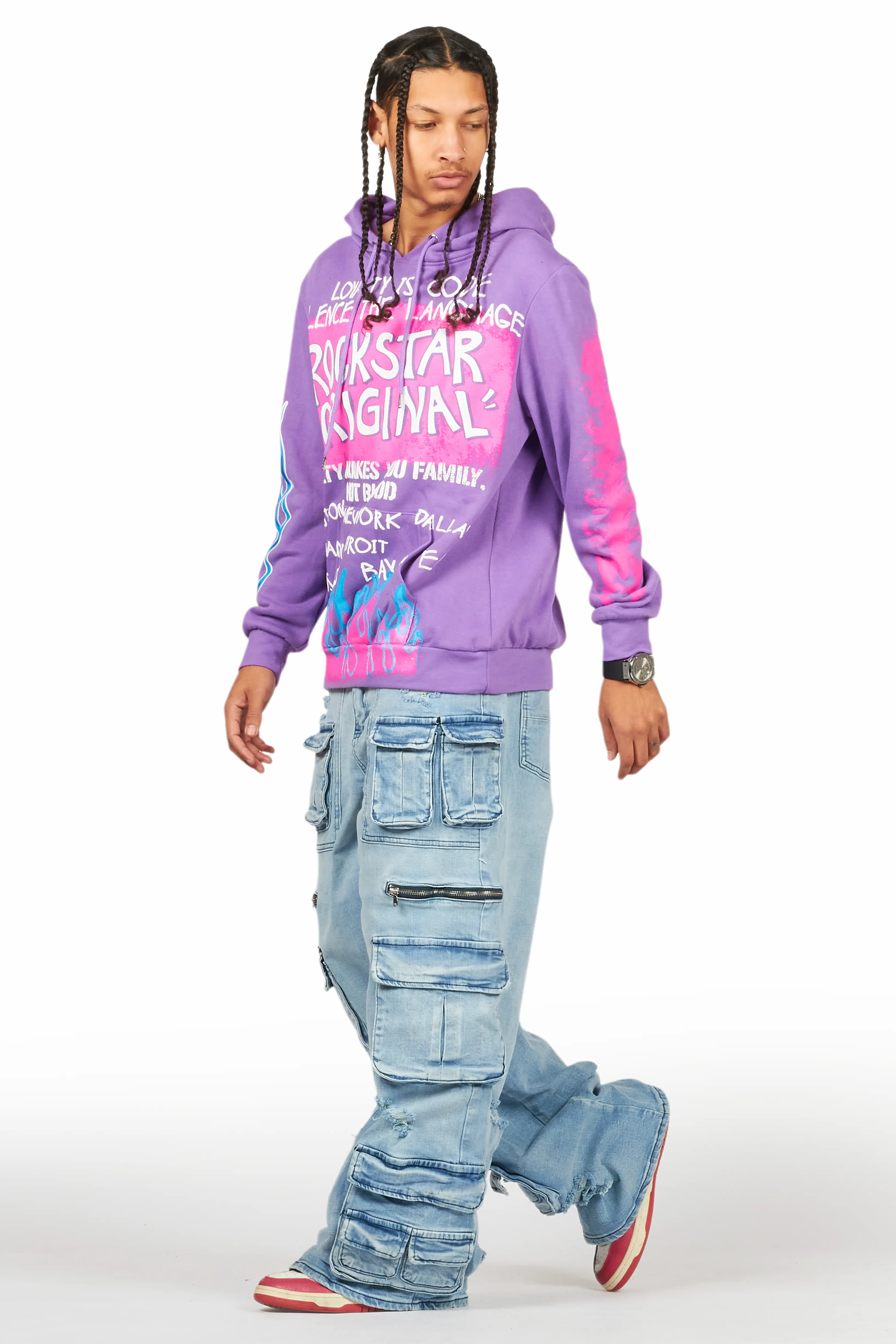 Beno Purple Distressed Graphic Hoodie - Image 8