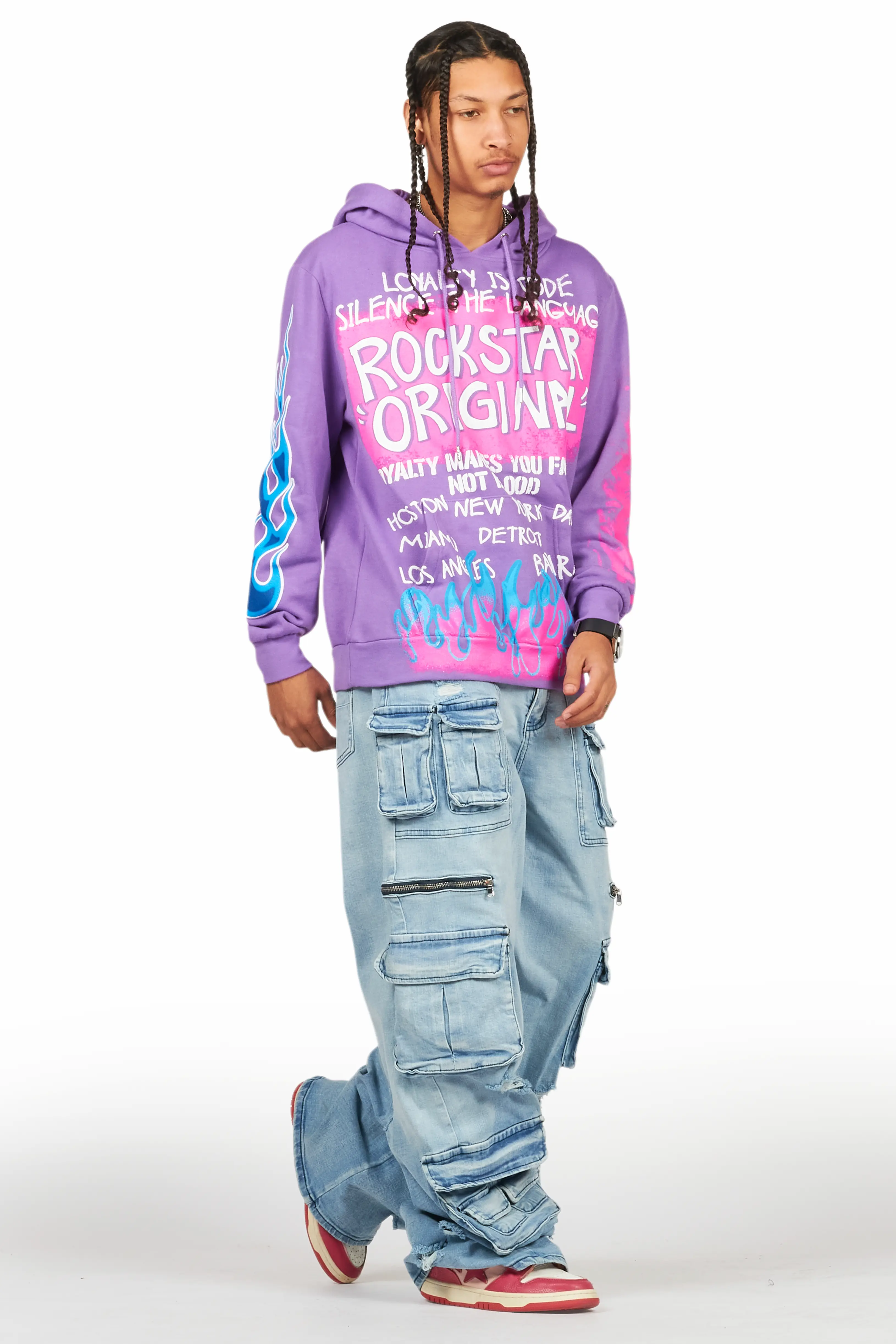 Beno Purple Distressed Graphic Hoodie - Image 9
