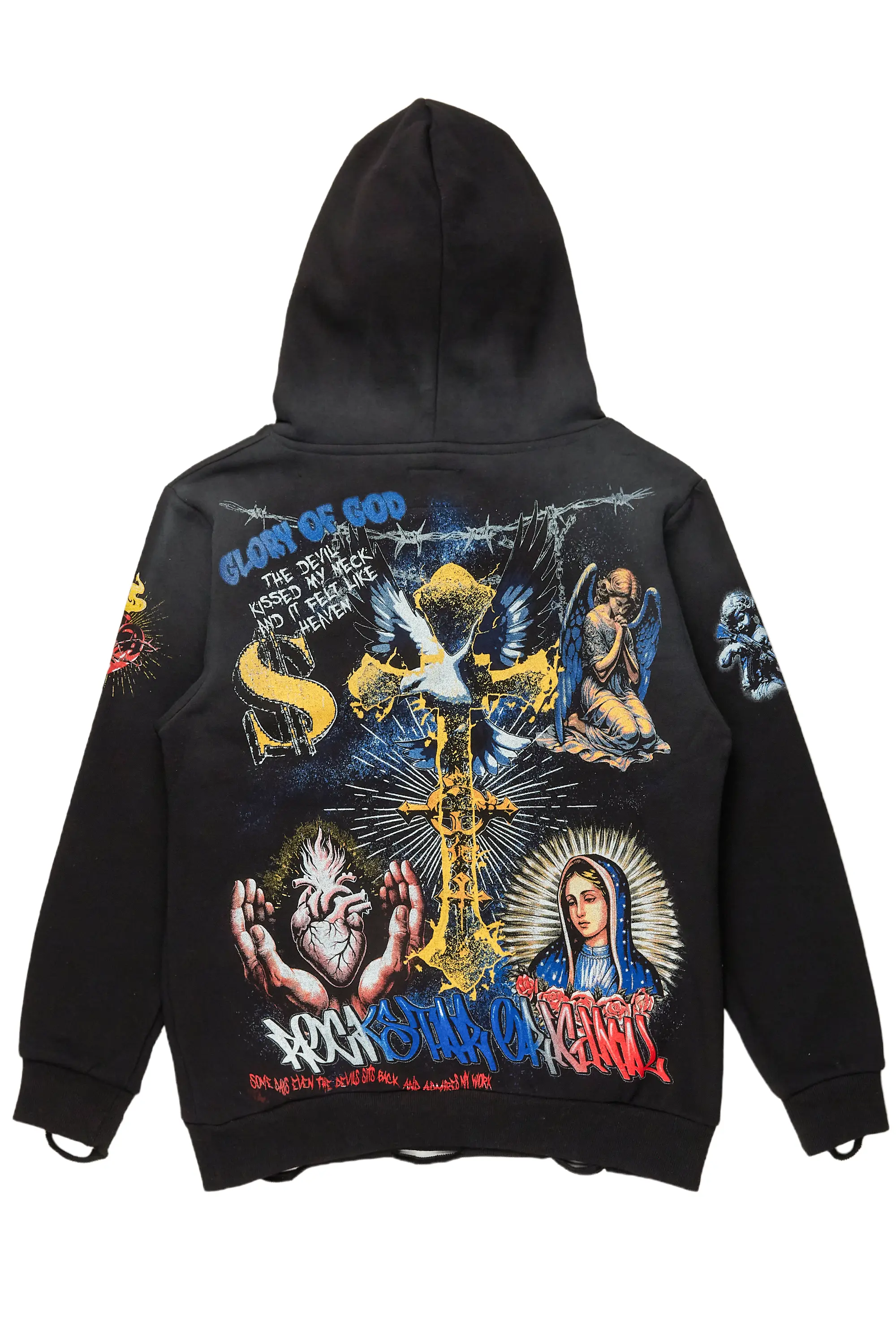 Innis Black Distressed Graphic Hoodie - Image 6