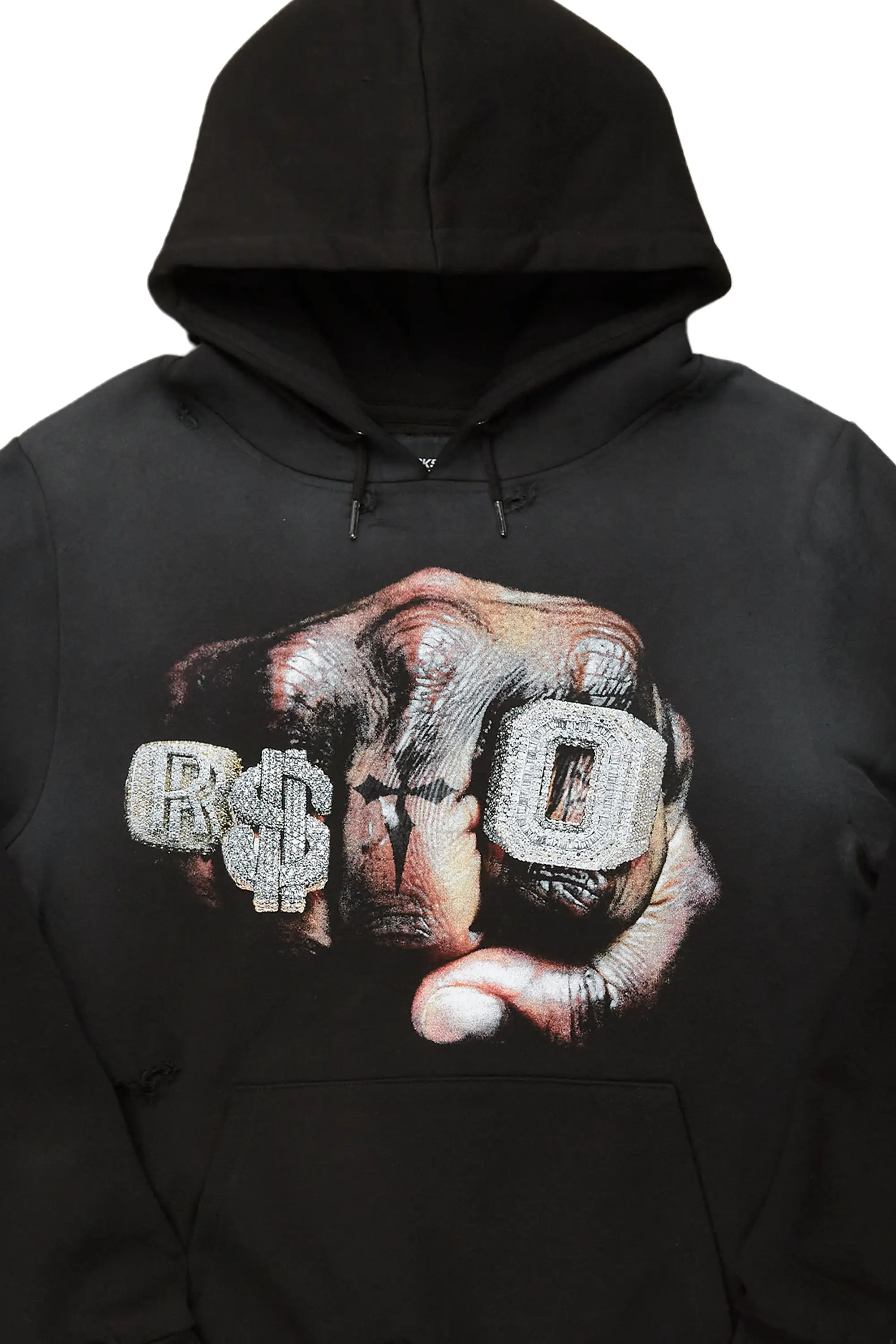 Janus Black Distressed Graphic Hoodie - Image 5