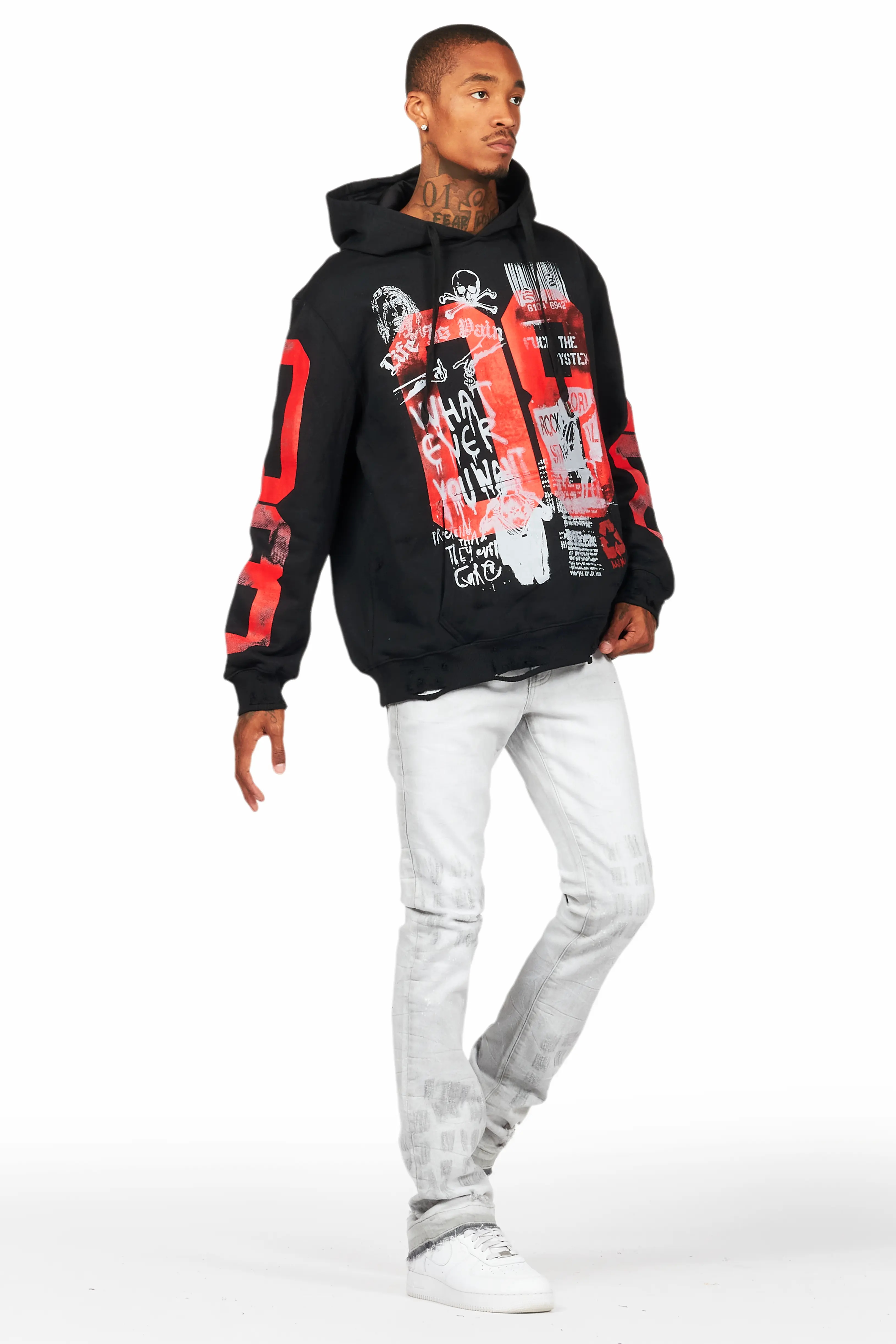 Grill Black Distressed Graphic Hoodie - Image 6