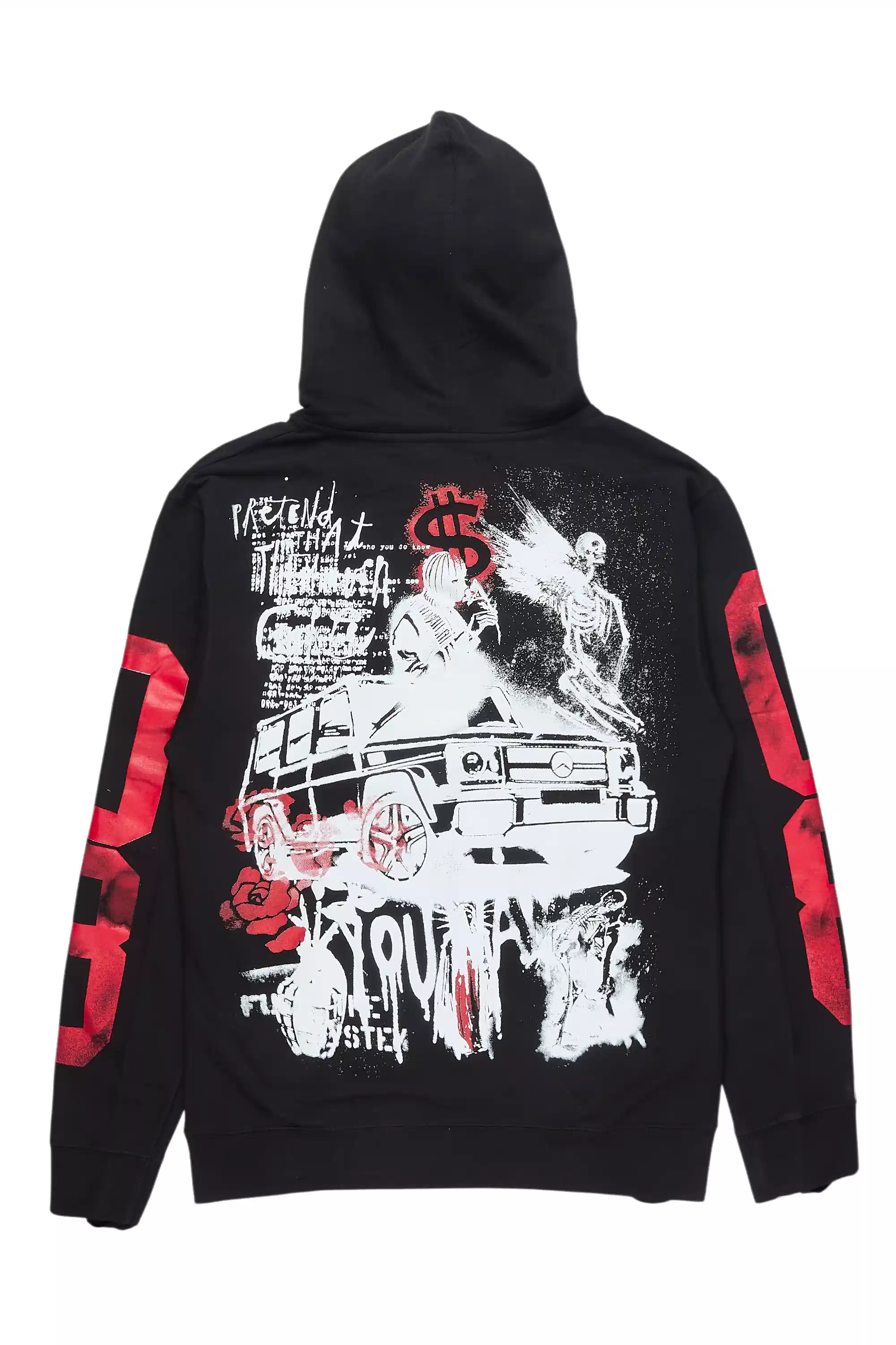 Grill Black/White Distressed Graphic Hoodie - Image 7