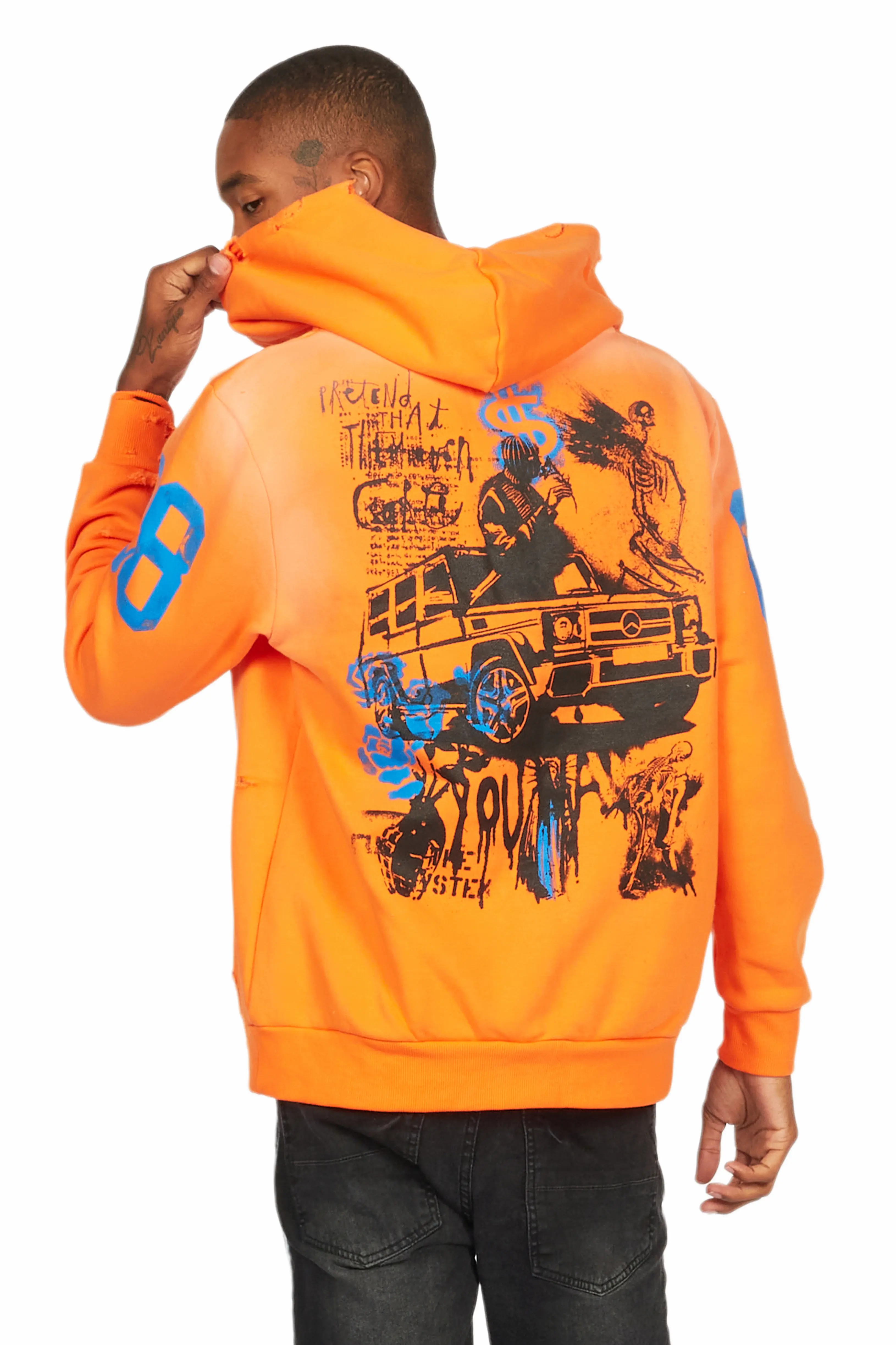 Grill Orange Distressed Graphic Hoodie - Image 3