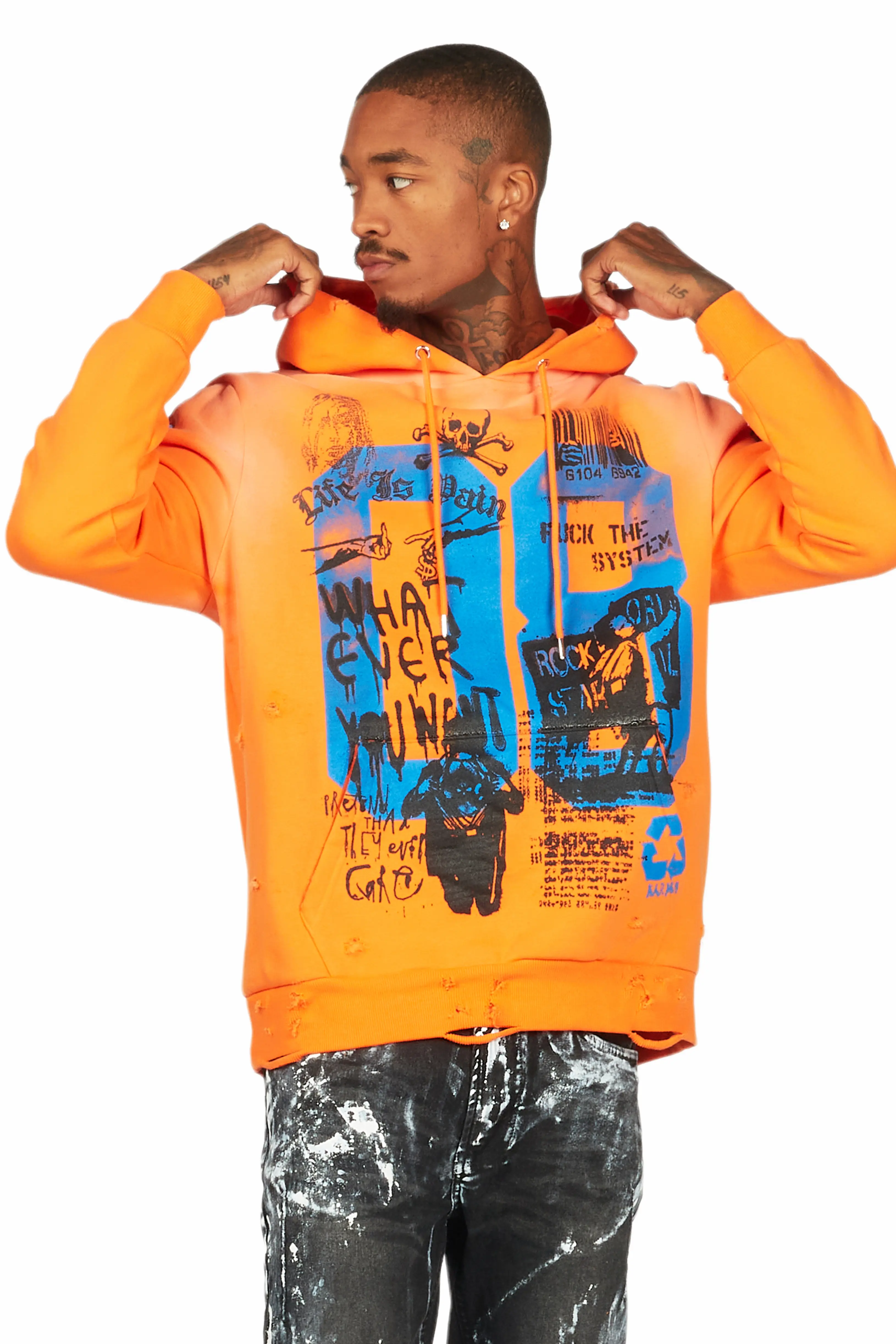 Grill Orange Distressed Graphic Hoodie - Image 4