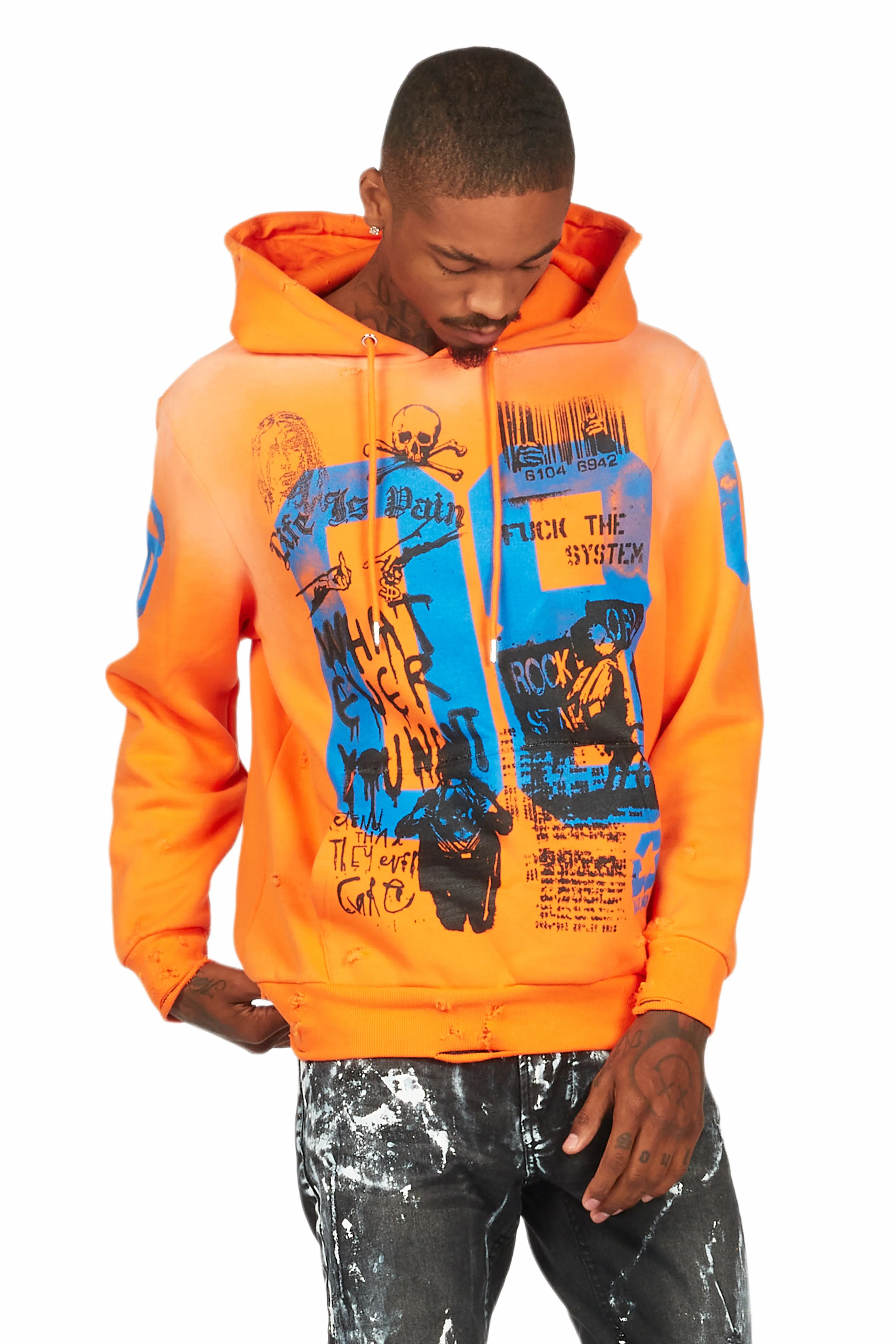 Grill Orange Distressed Graphic Hoodie - Image 5