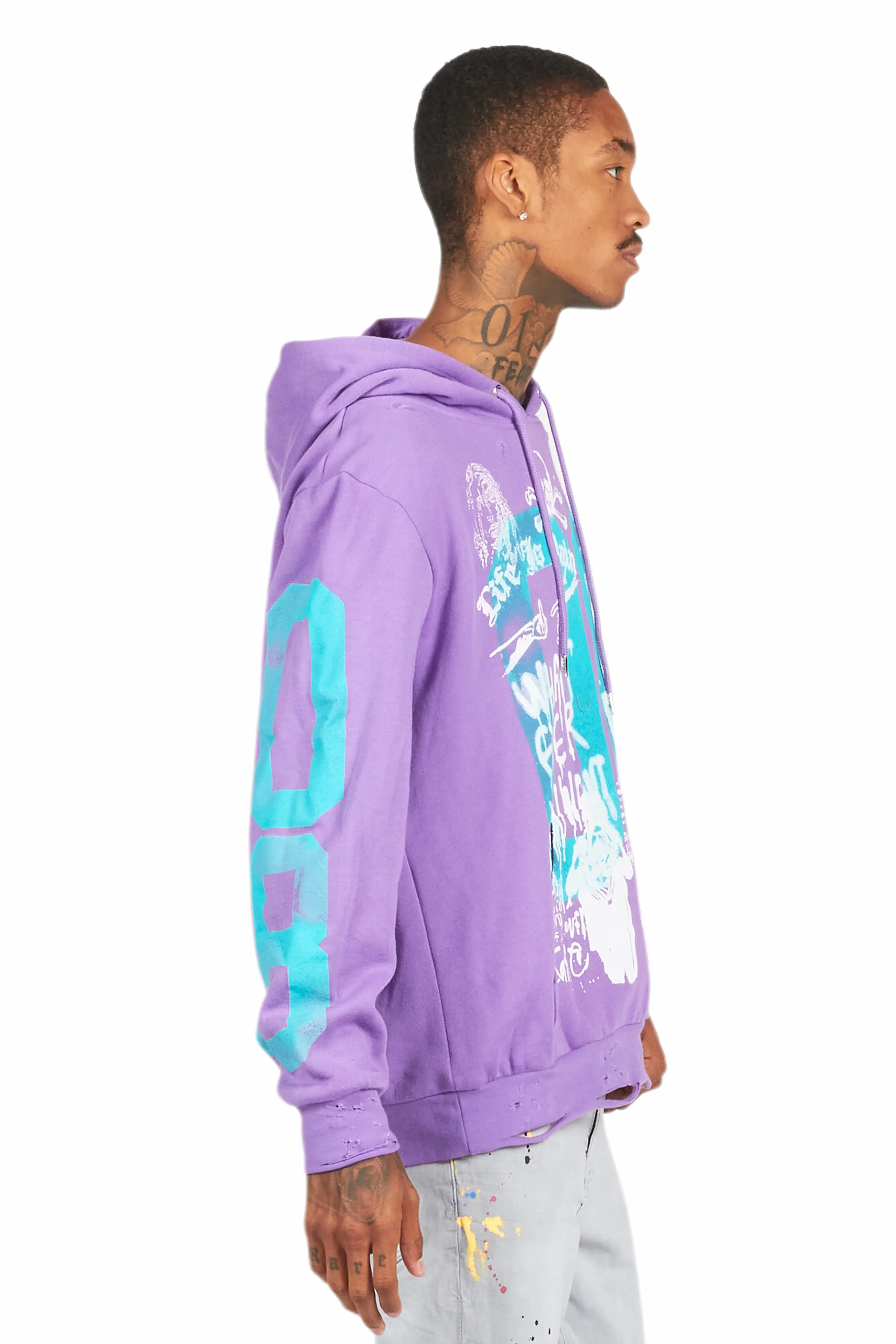 Grill Purple Distressed Graphic Hoodie - Image 3