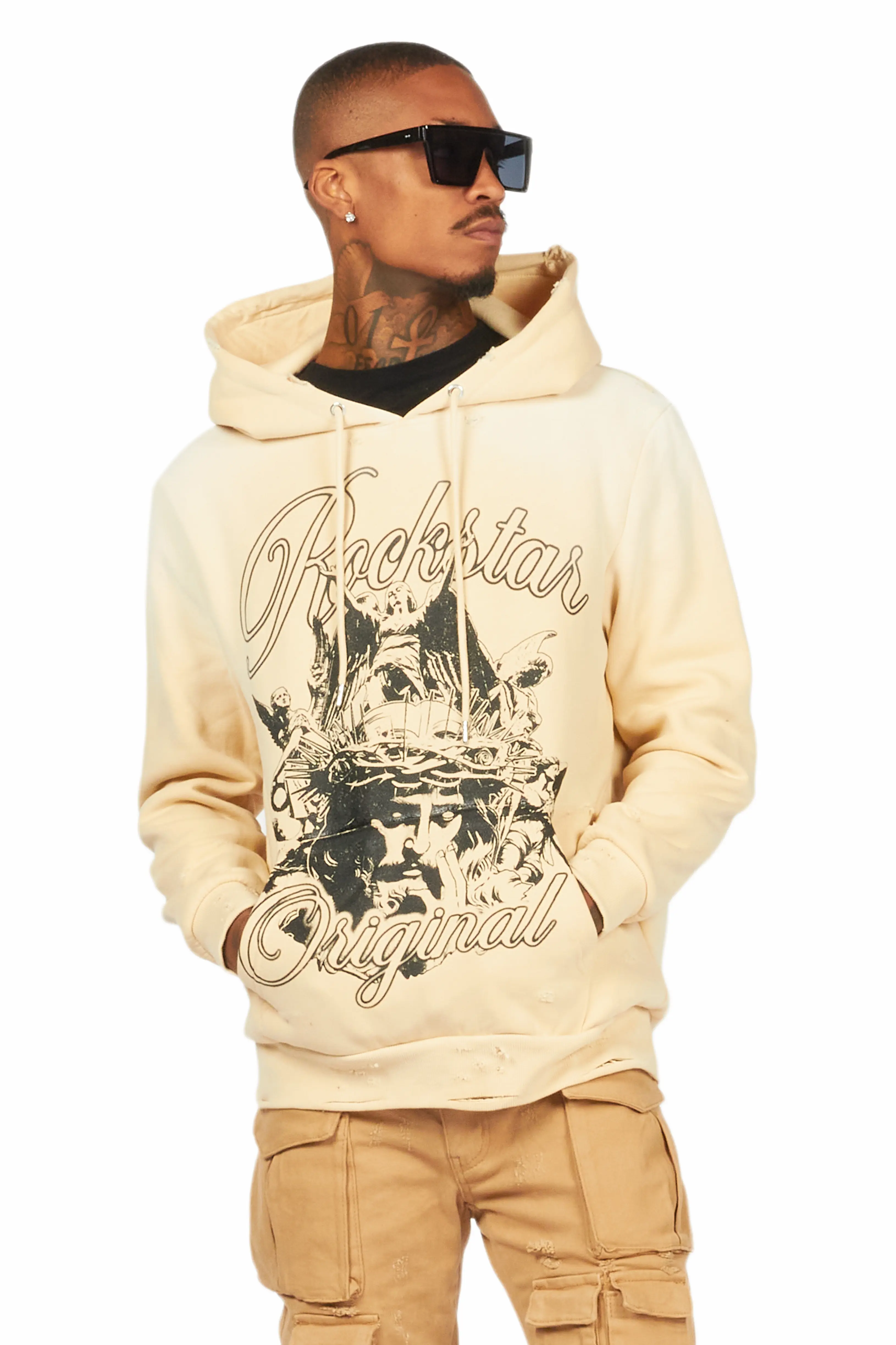 Finna Beige Graphic Hoodie - Image 2