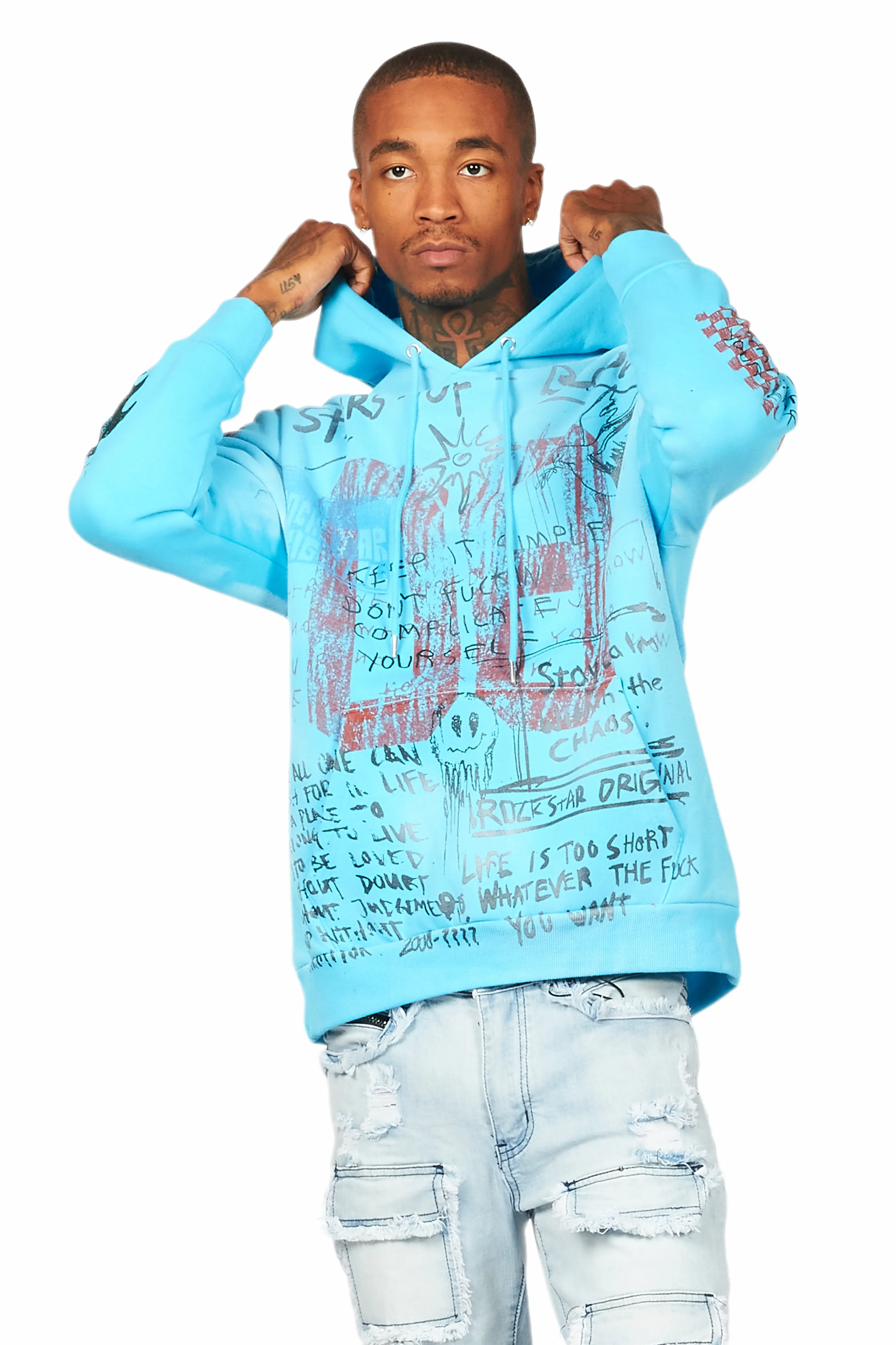 Gabin Blue Graphic Hoodie - Image 4