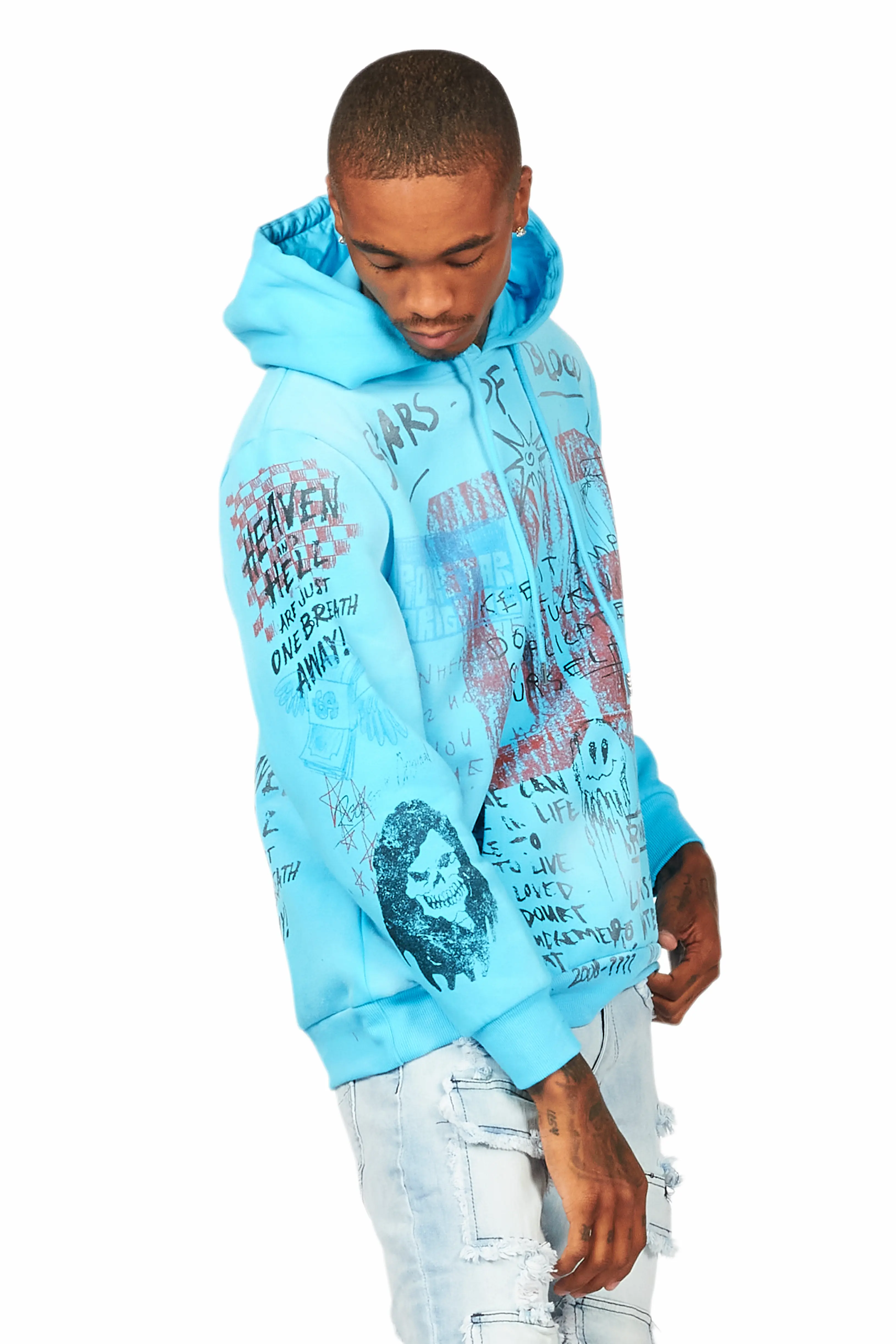 Gabin Blue Graphic Hoodie - Image 5