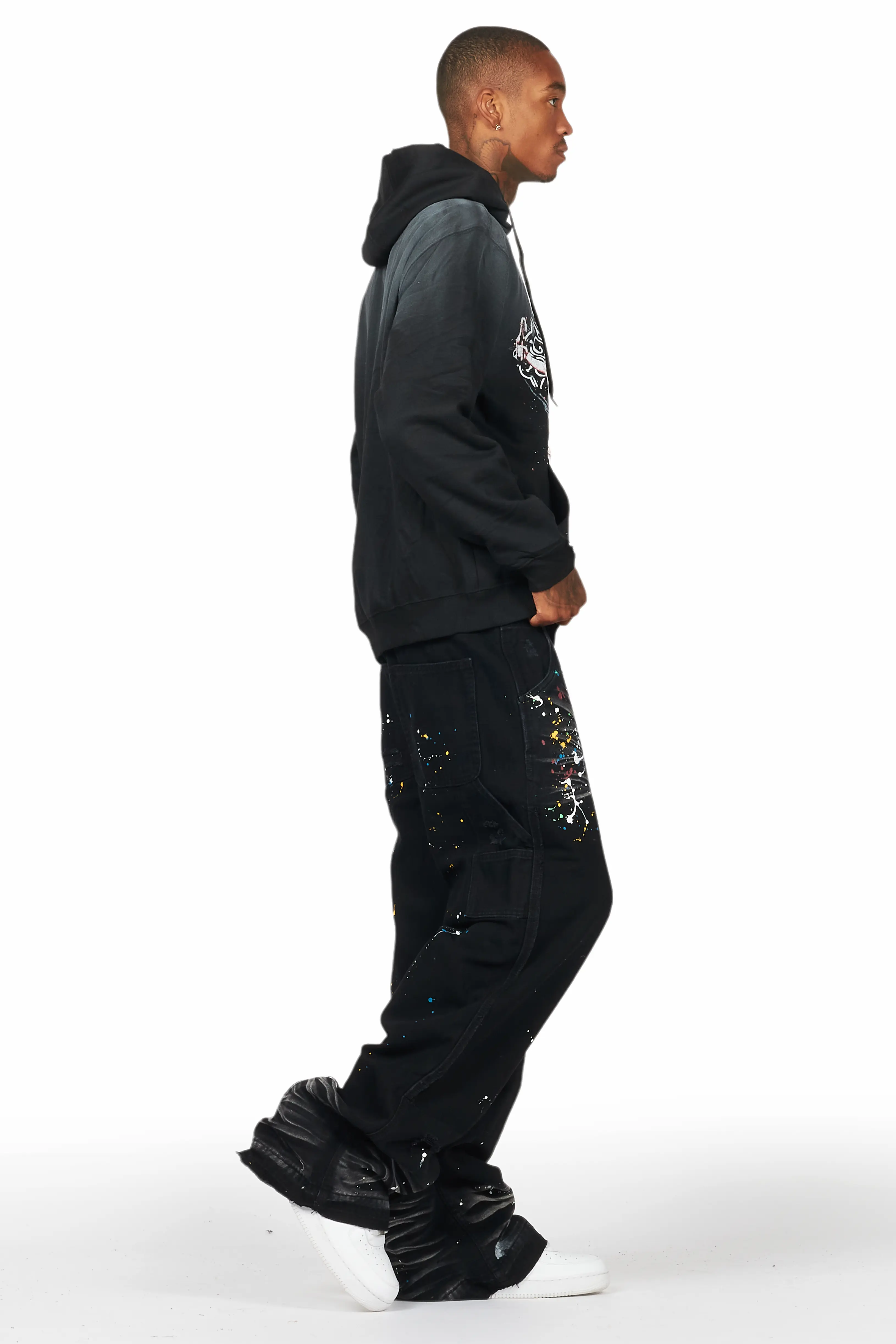Ojas Black Graphic Distressed Hoodie - Image 4