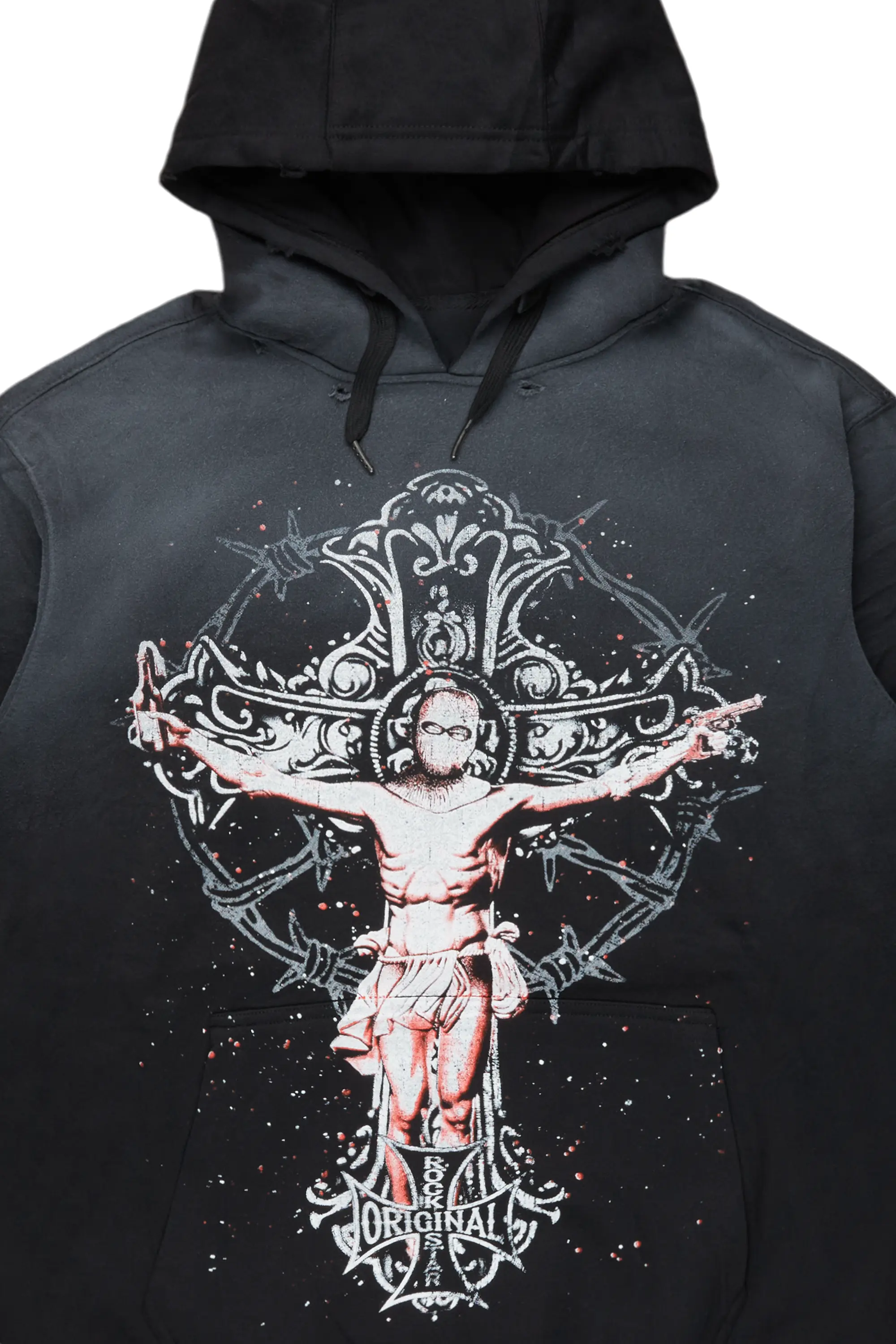 Ojas Black Graphic Distressed Hoodie - Image 7