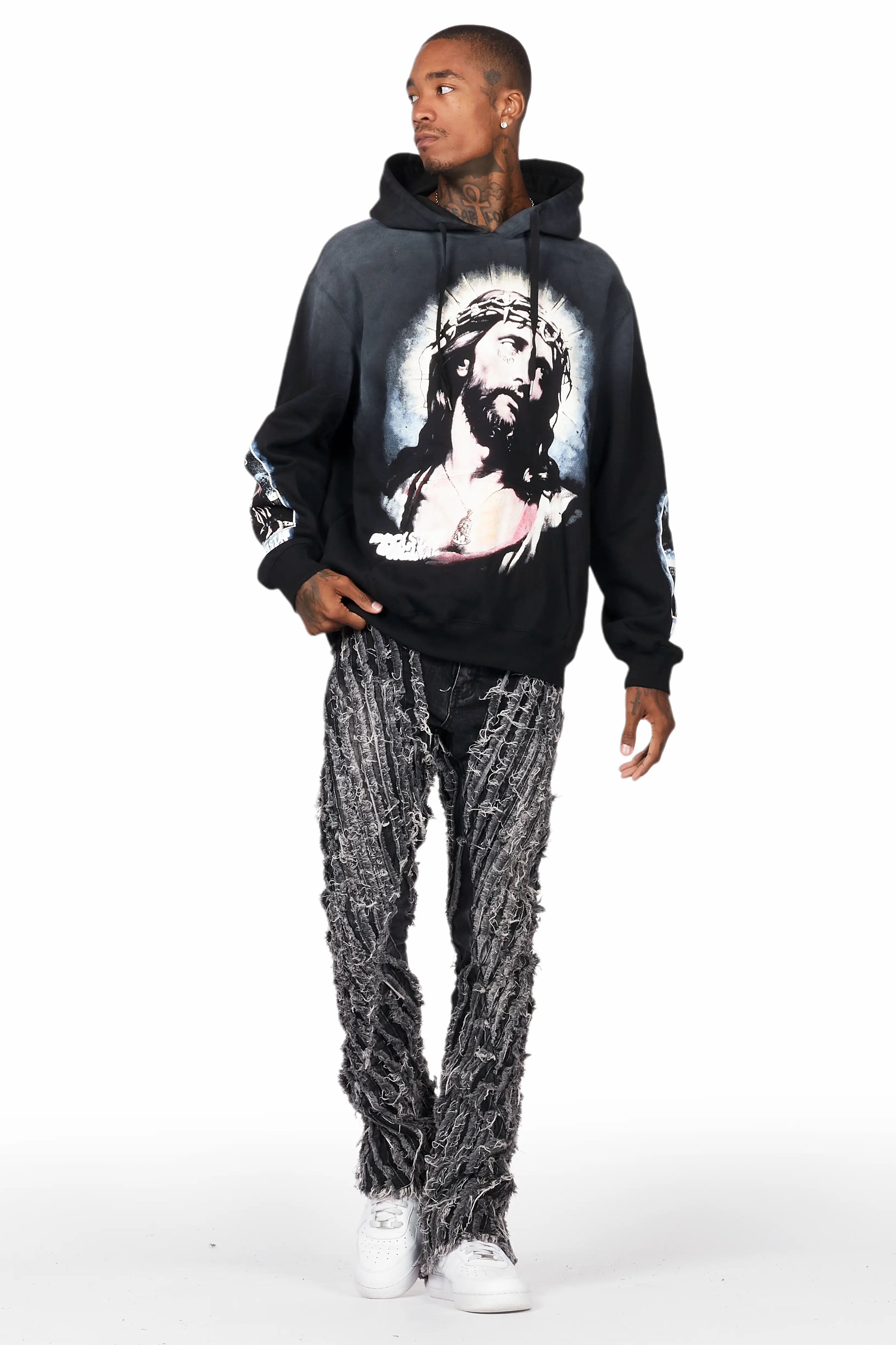 Dacre Black Graphic Hoodie - Image 2
