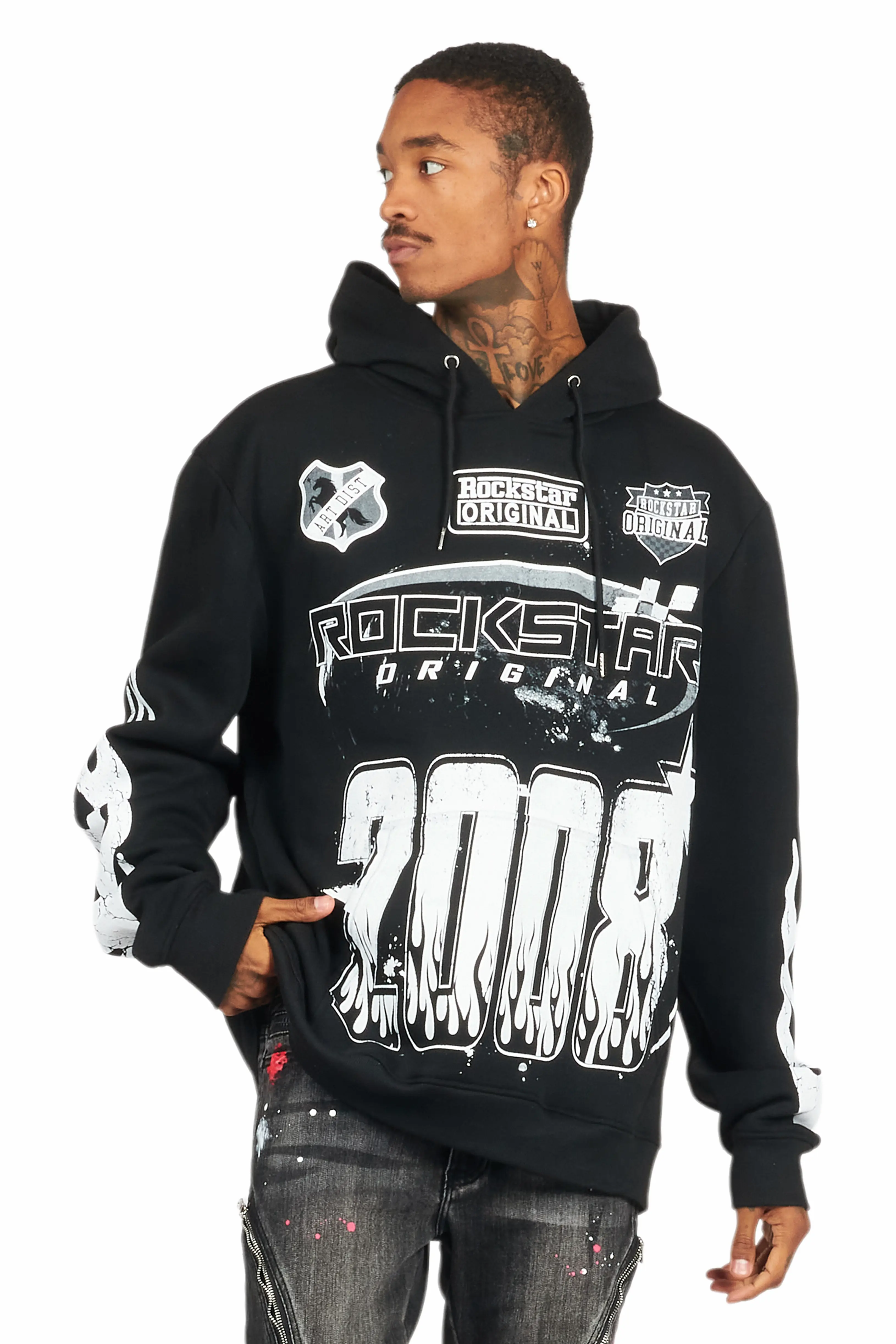 Amos Black Graphic Hoodie - Image 2