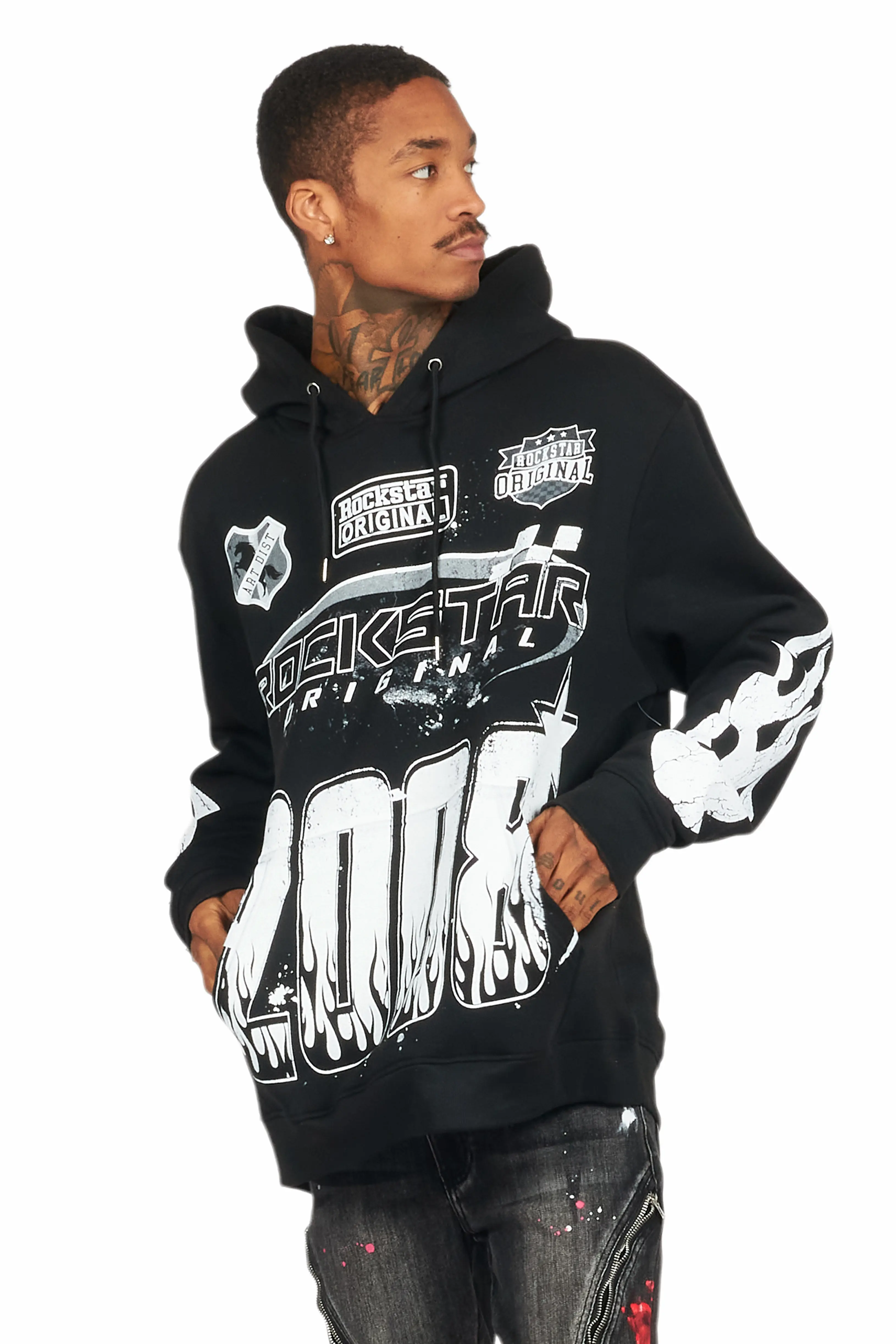 Amos Black Graphic Hoodie - Image 4