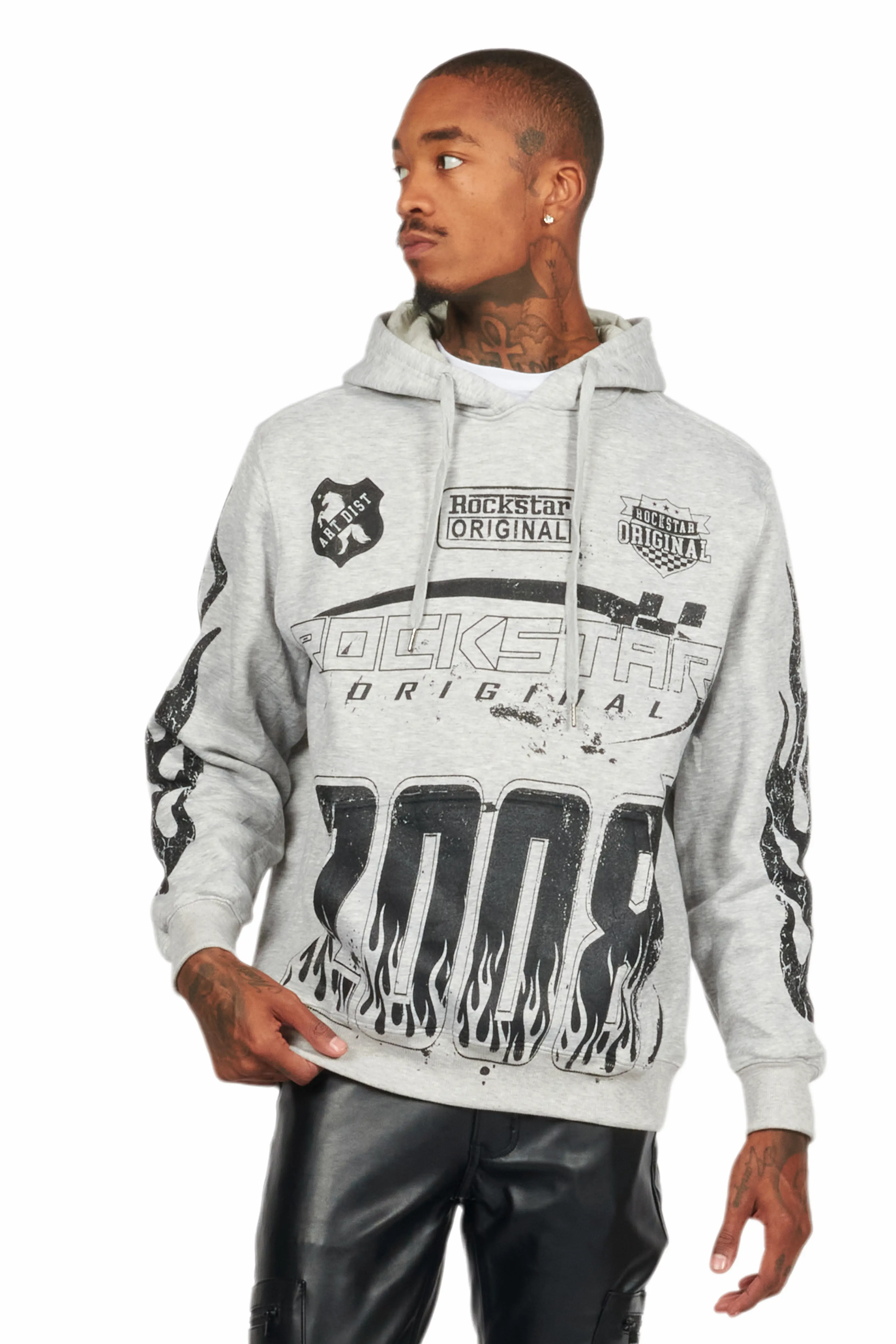 Amos Heather Grey Graphic Hoodie - Image 2