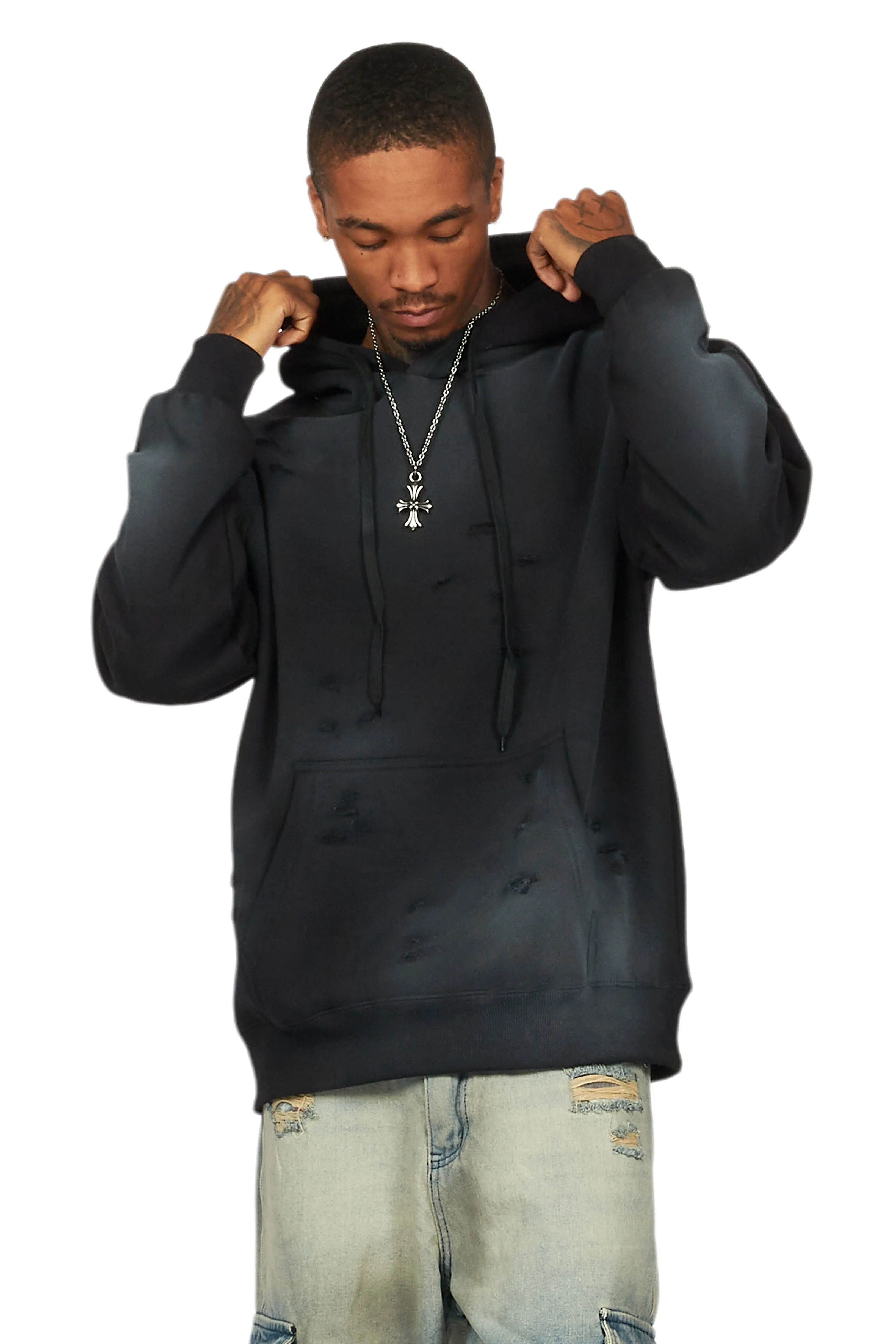 Baki Black Distressed Hoodie - Image 3