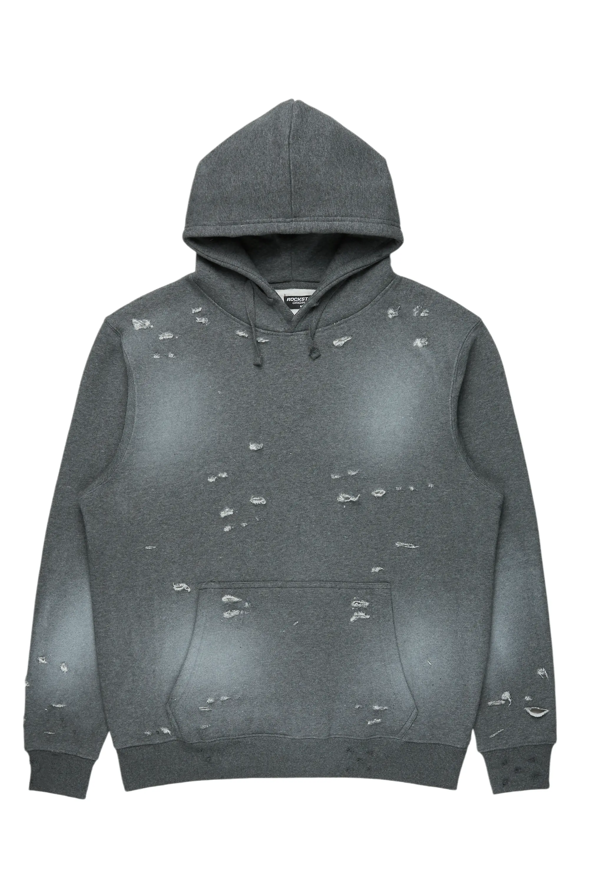 Baki Charcoal Distressed Hoodie