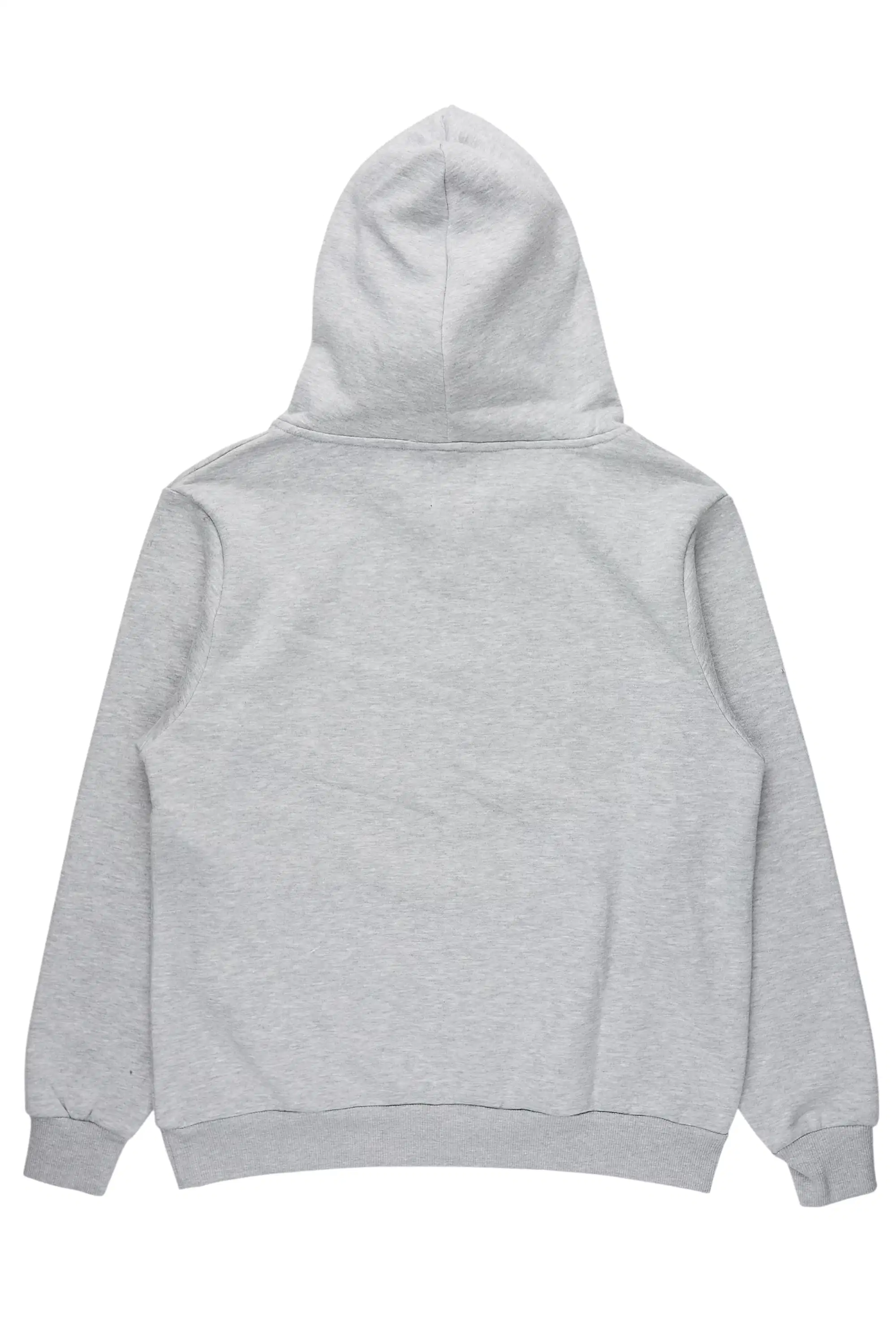 Drako Heather Grey Graphic Distressed Relaxed Hoodie - Image 7