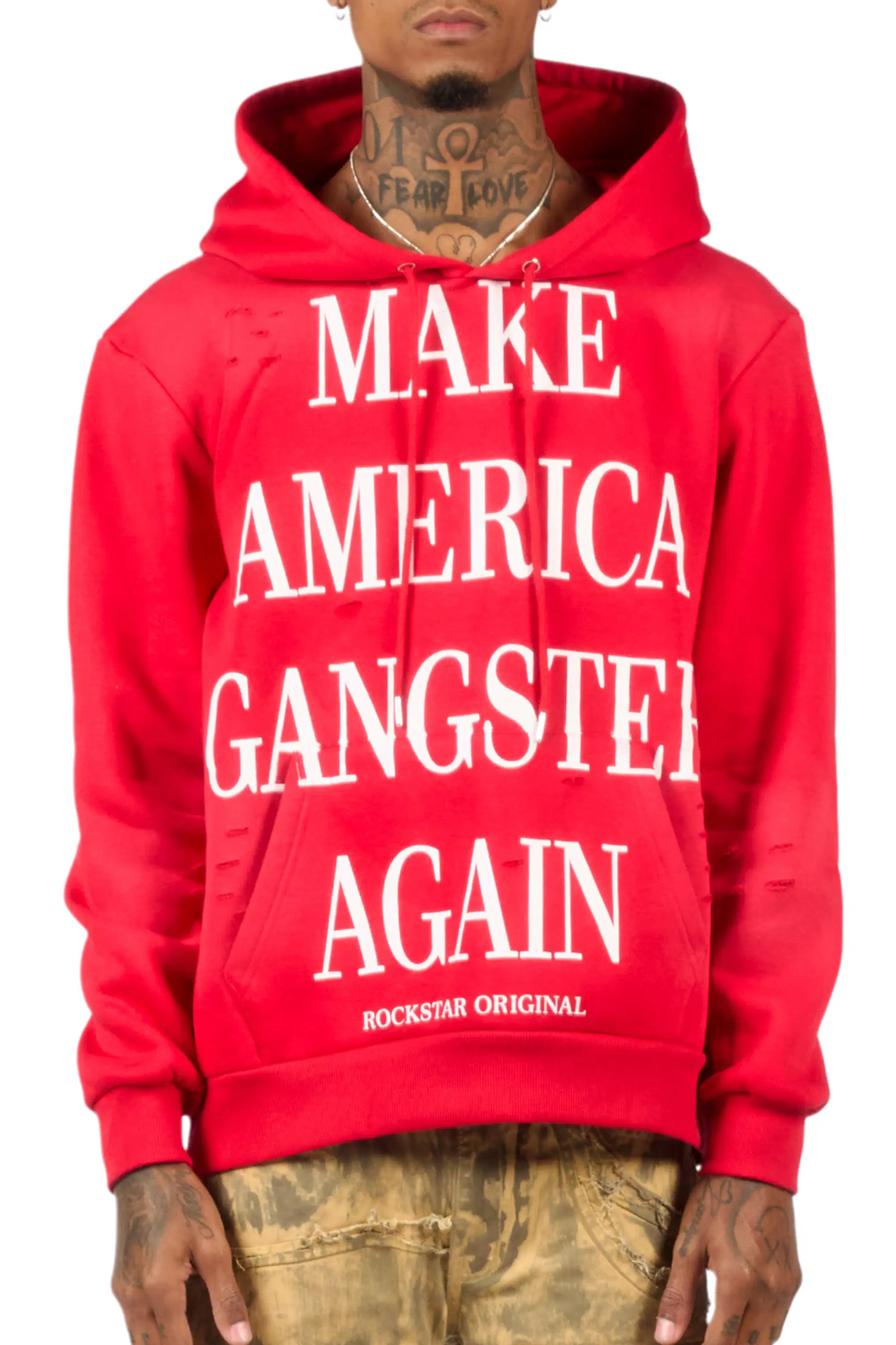 Drako Red Graphic Distressed Relaxed Hoodie - Image 6