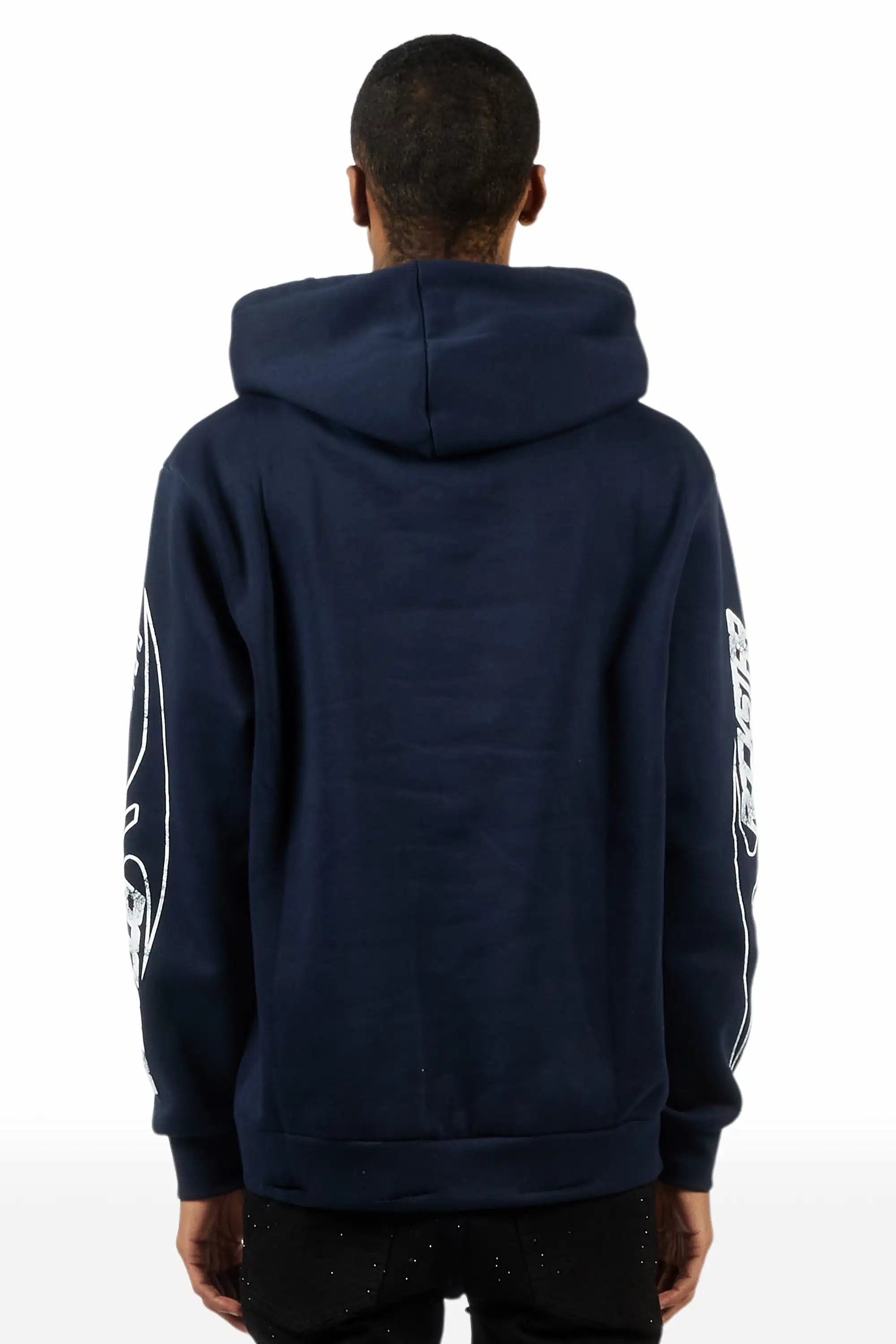 Gemchamp Navy Distressed Graphic Relaxed Hoodie - Image 4
