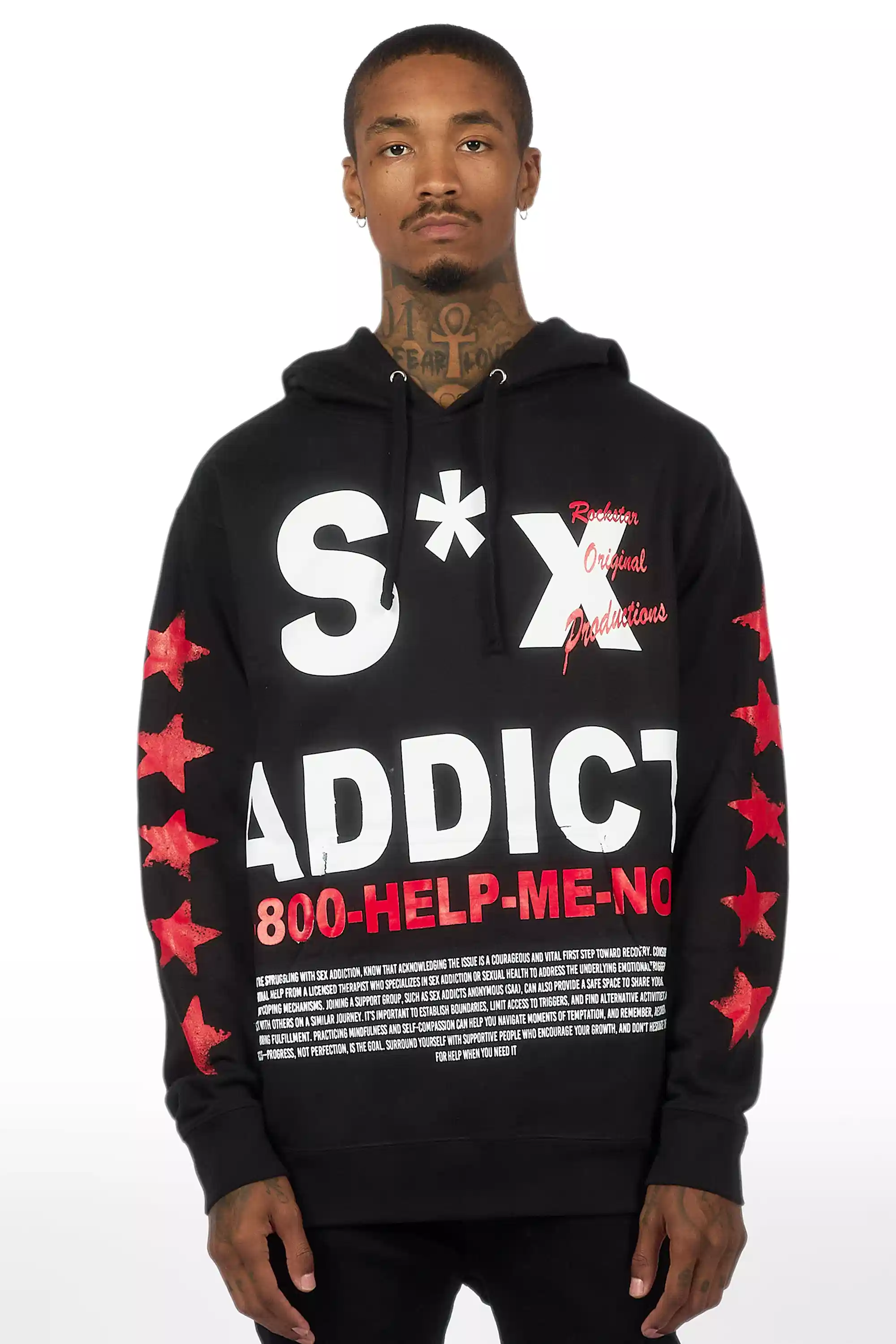 Addict Black/Red Graphic Hoodie - Image 2