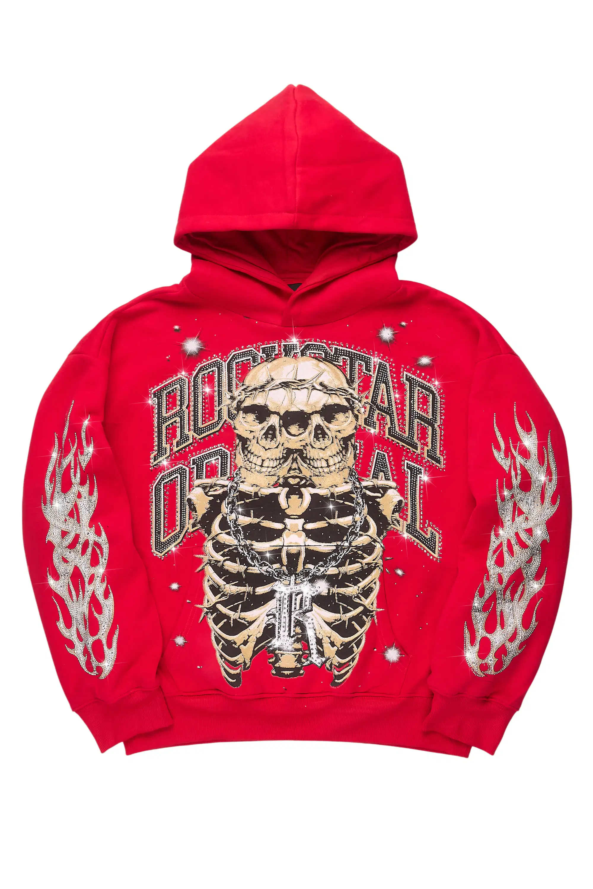 Krock Red Rhinestone Oversized Hoodie - Image 2