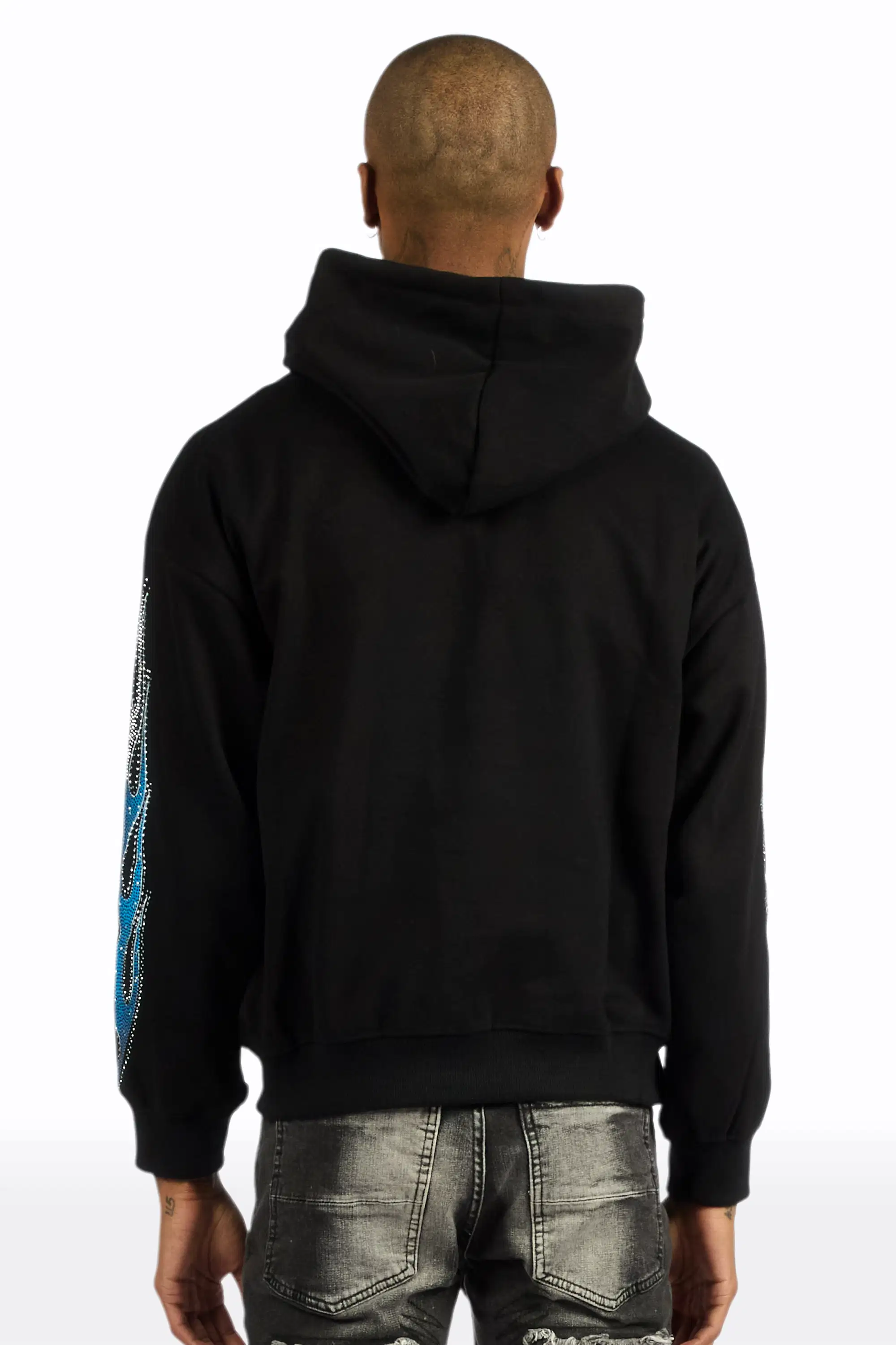 Glans Black Rhinestone Oversized Hoodie - Image 5