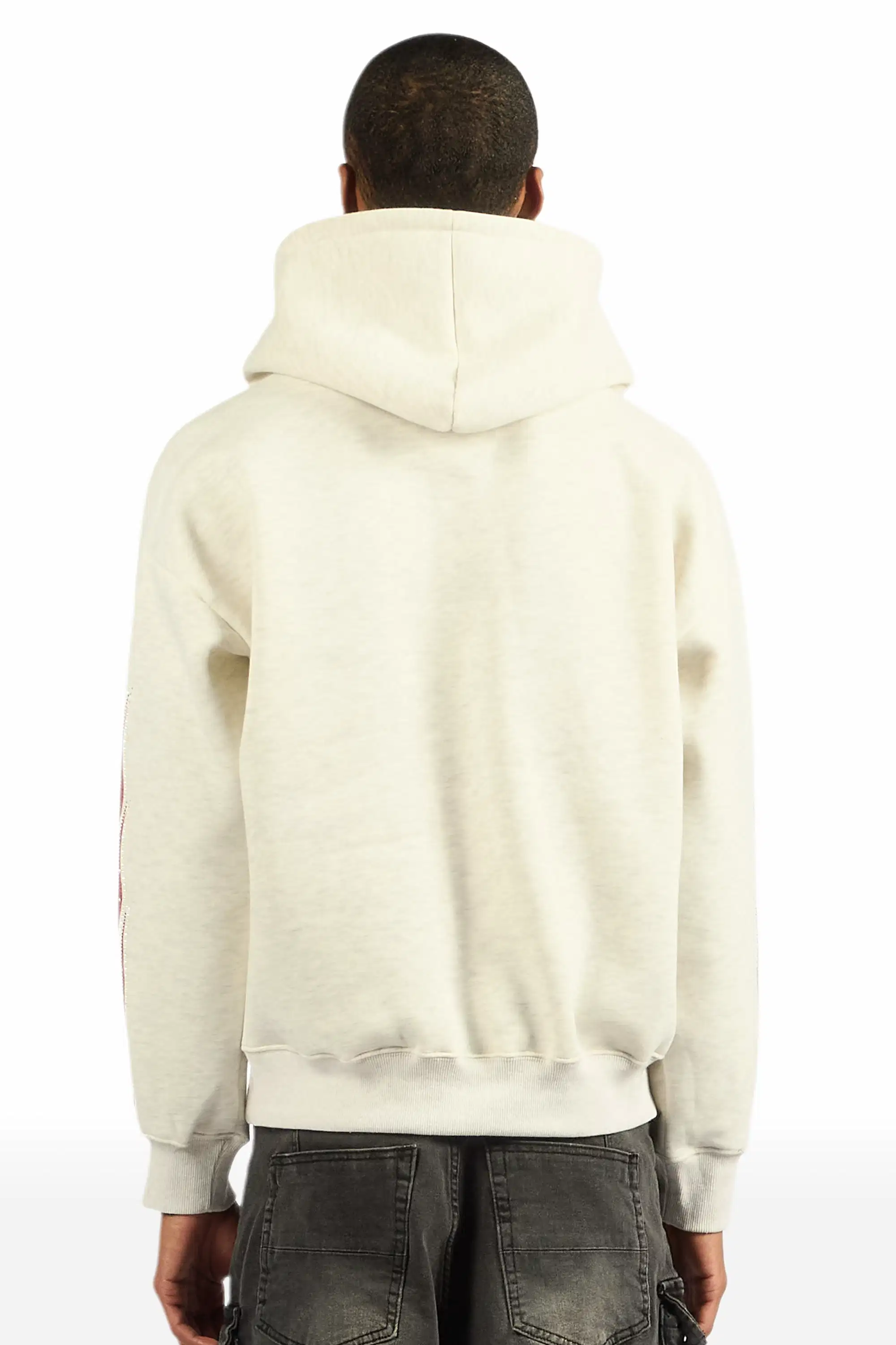 Glans Heather Grey Rhinestone Oversized Hoodie - Image 5