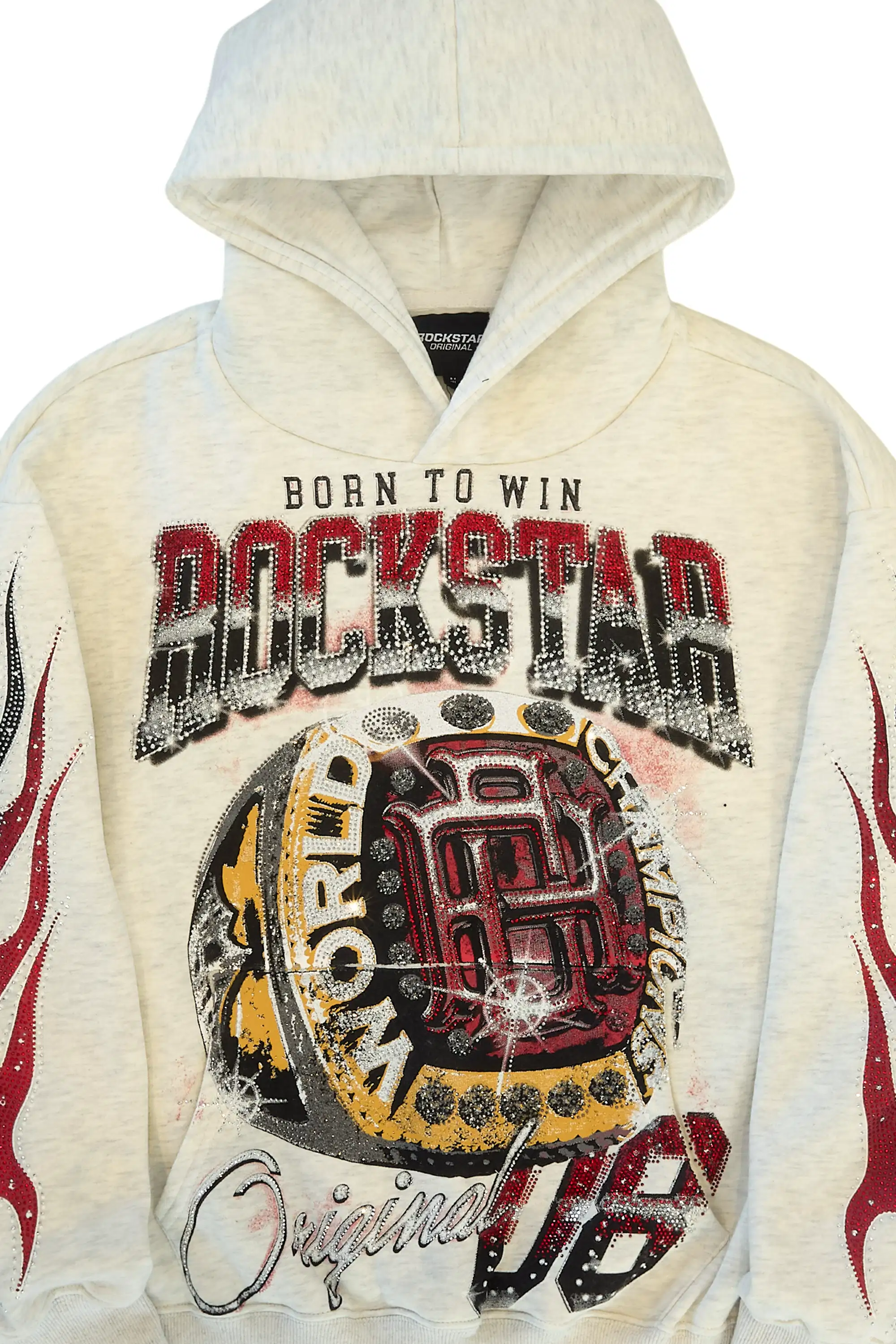 Glans Heather Grey Rhinestone Oversized Hoodie - Image 7