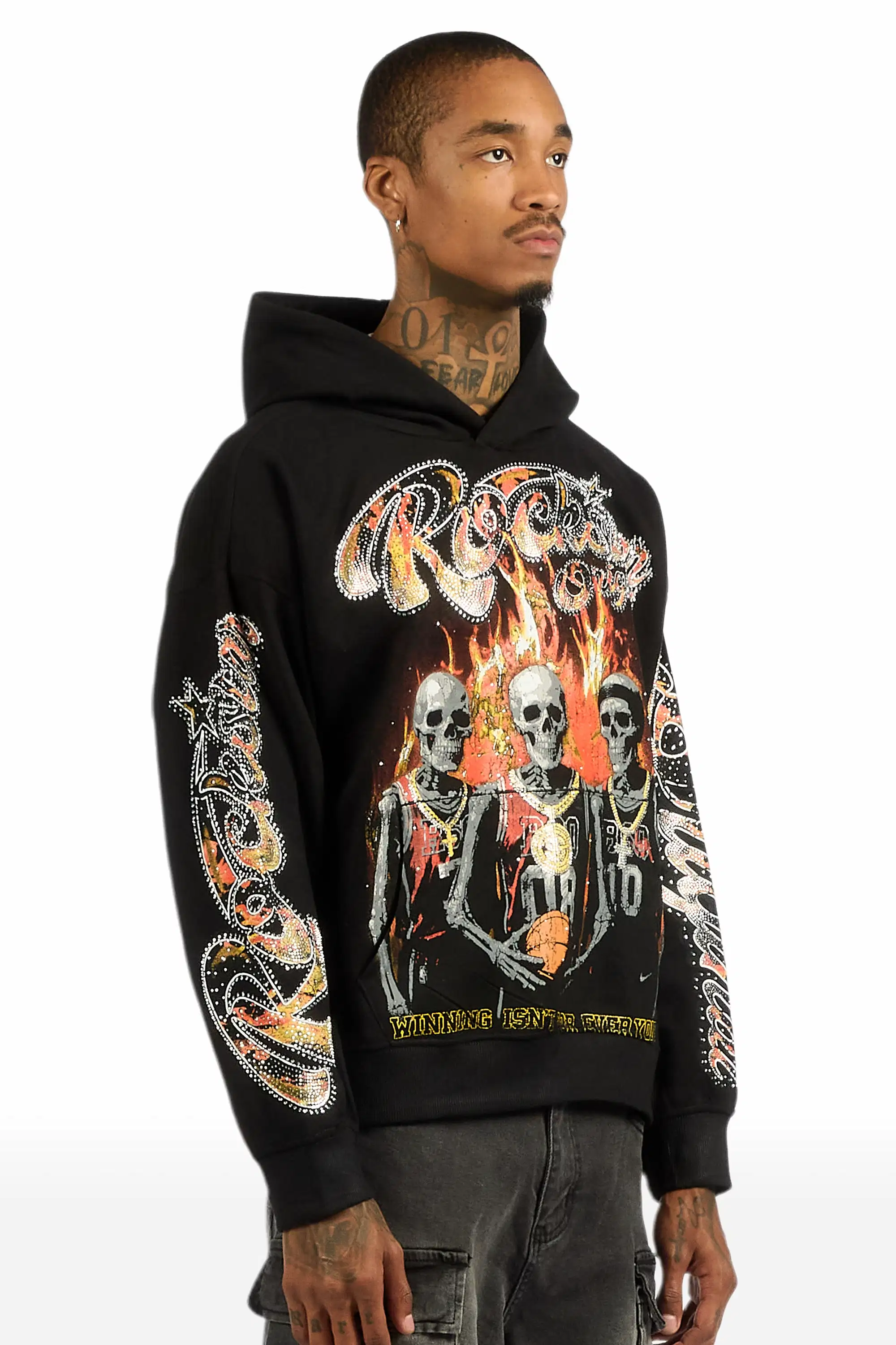 Vincitor Black Rhinestone Oversized Hoodie - Image 4
