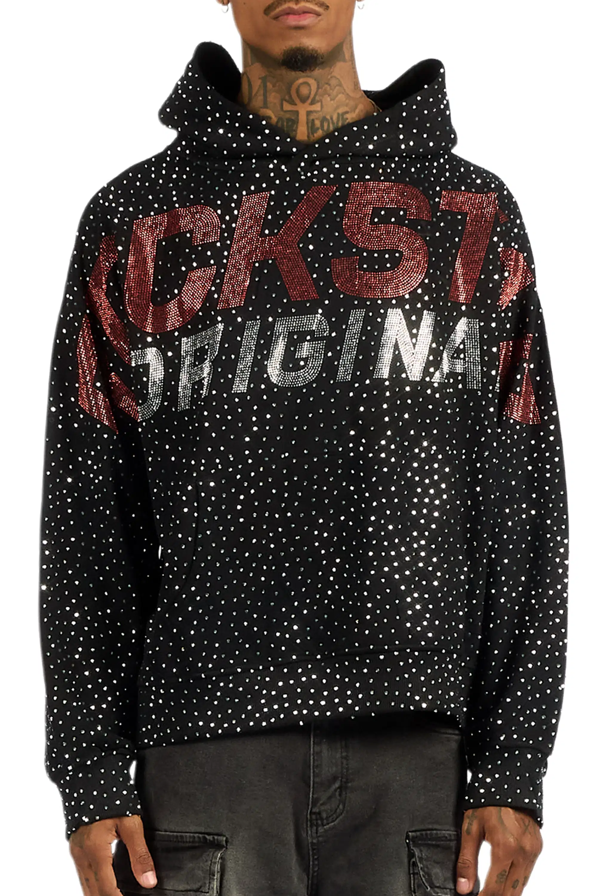 Iceout Black Rhinestone Oversized Hoodie - Image 9