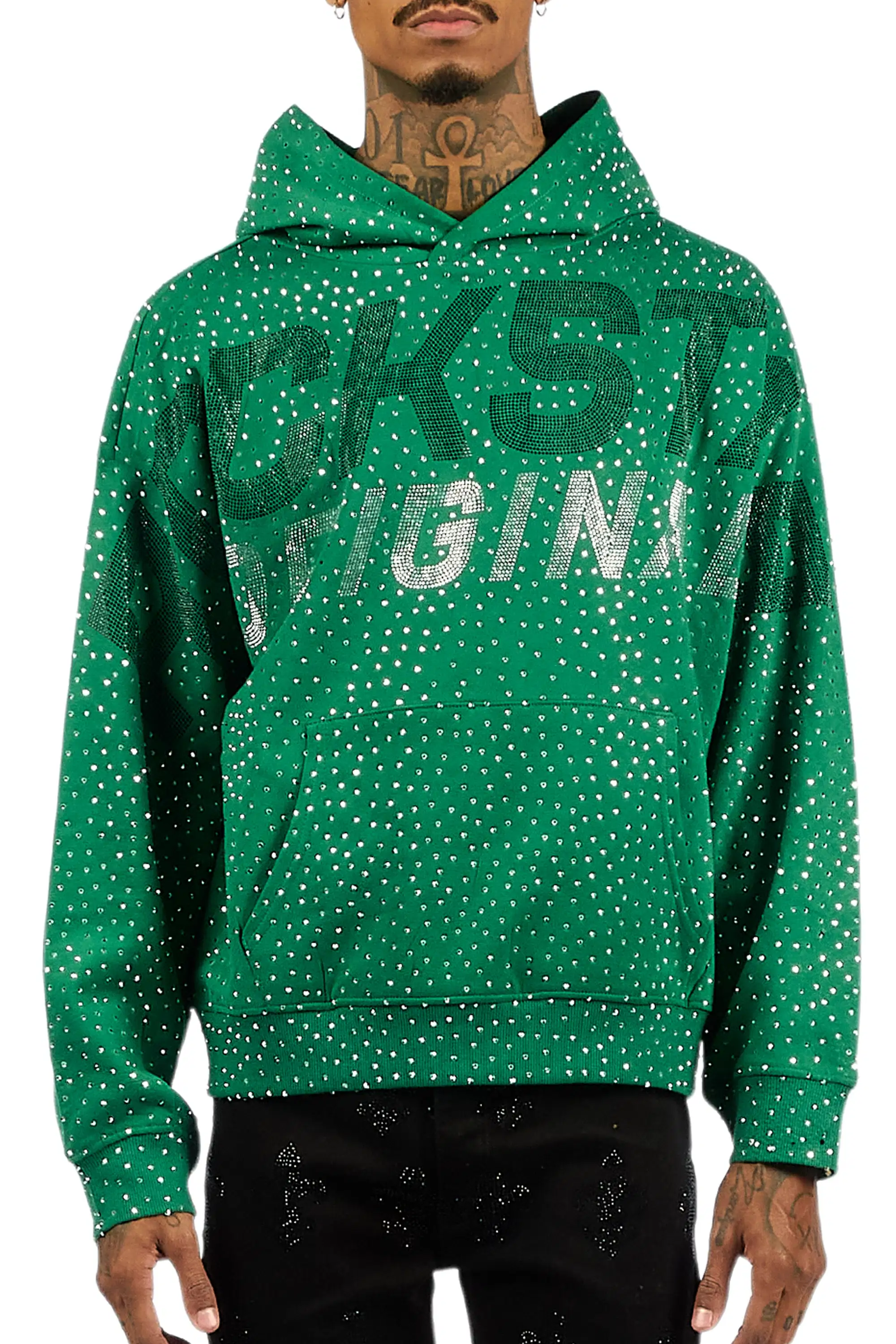 Iceout Green Rhinestone Oversized Hoodie - Image 9