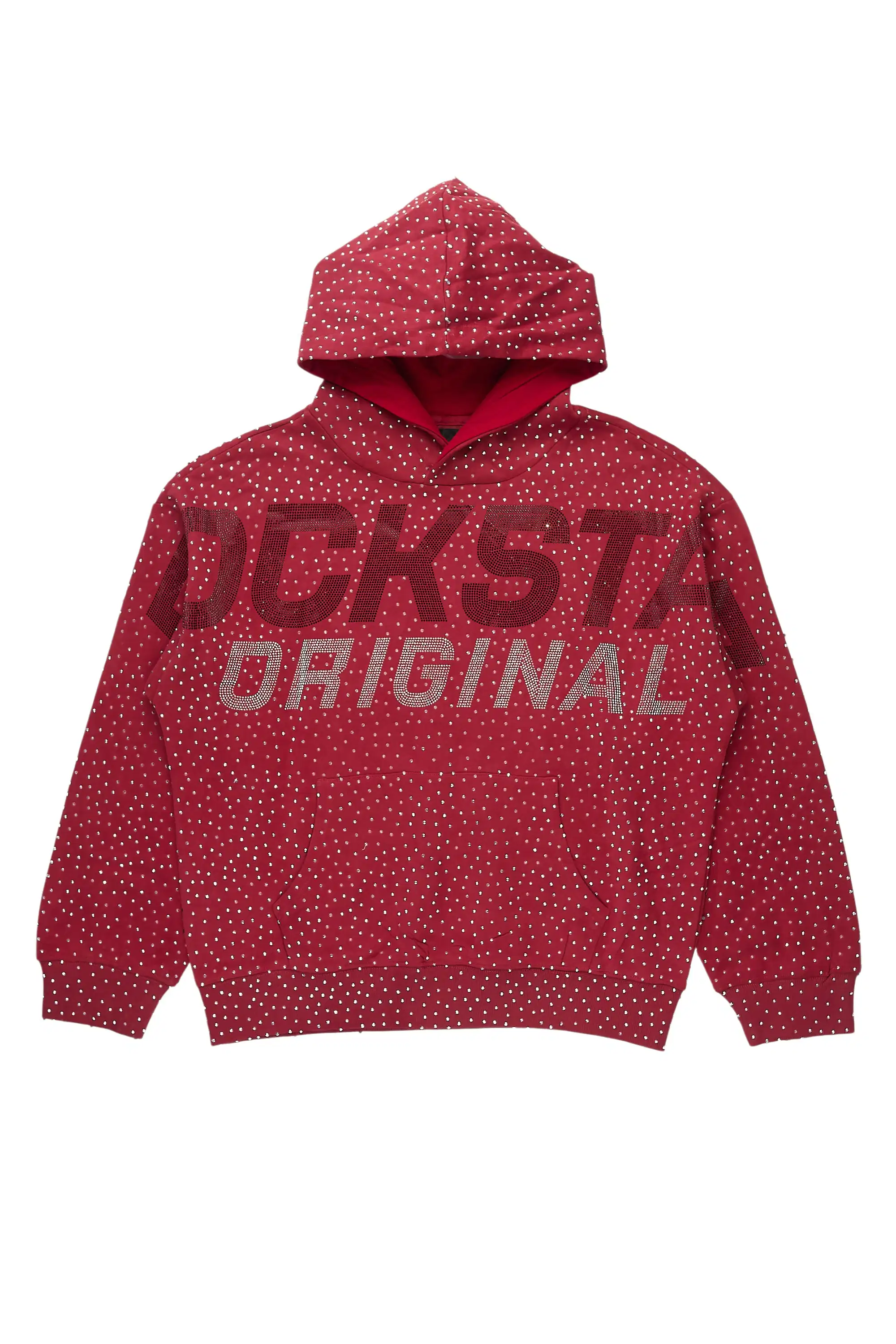 Iceout Red Rhinestone Oversized Hoodie - Image 2