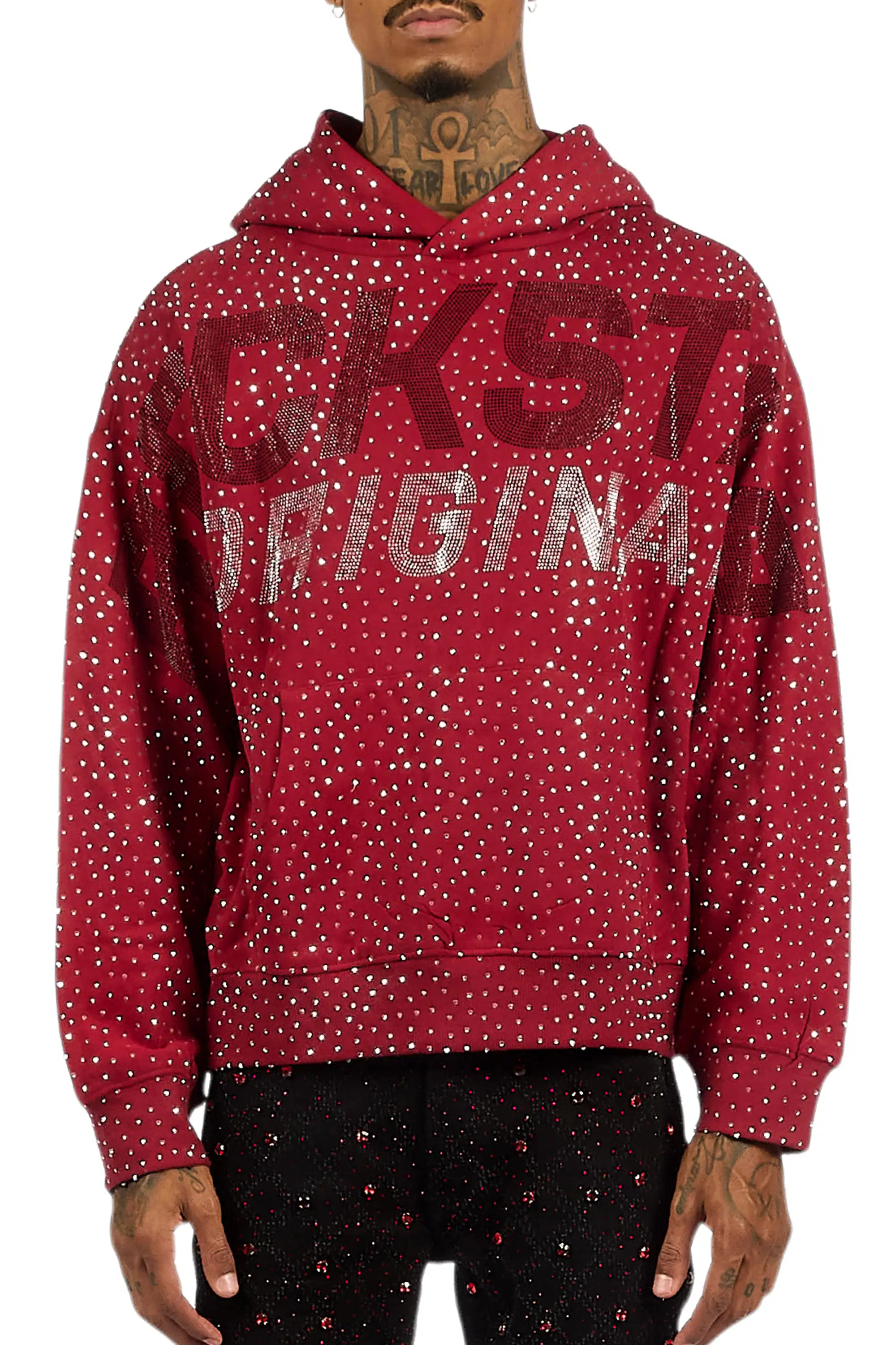 Iceout Red Rhinestone Oversized Hoodie - Image 9