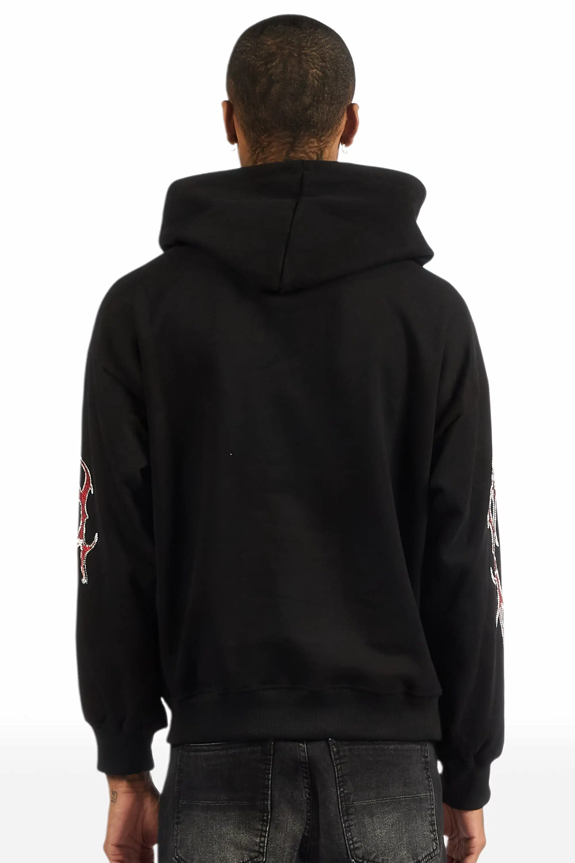 Krowne Black Rhinestone Oversized Hoodie - Image 5