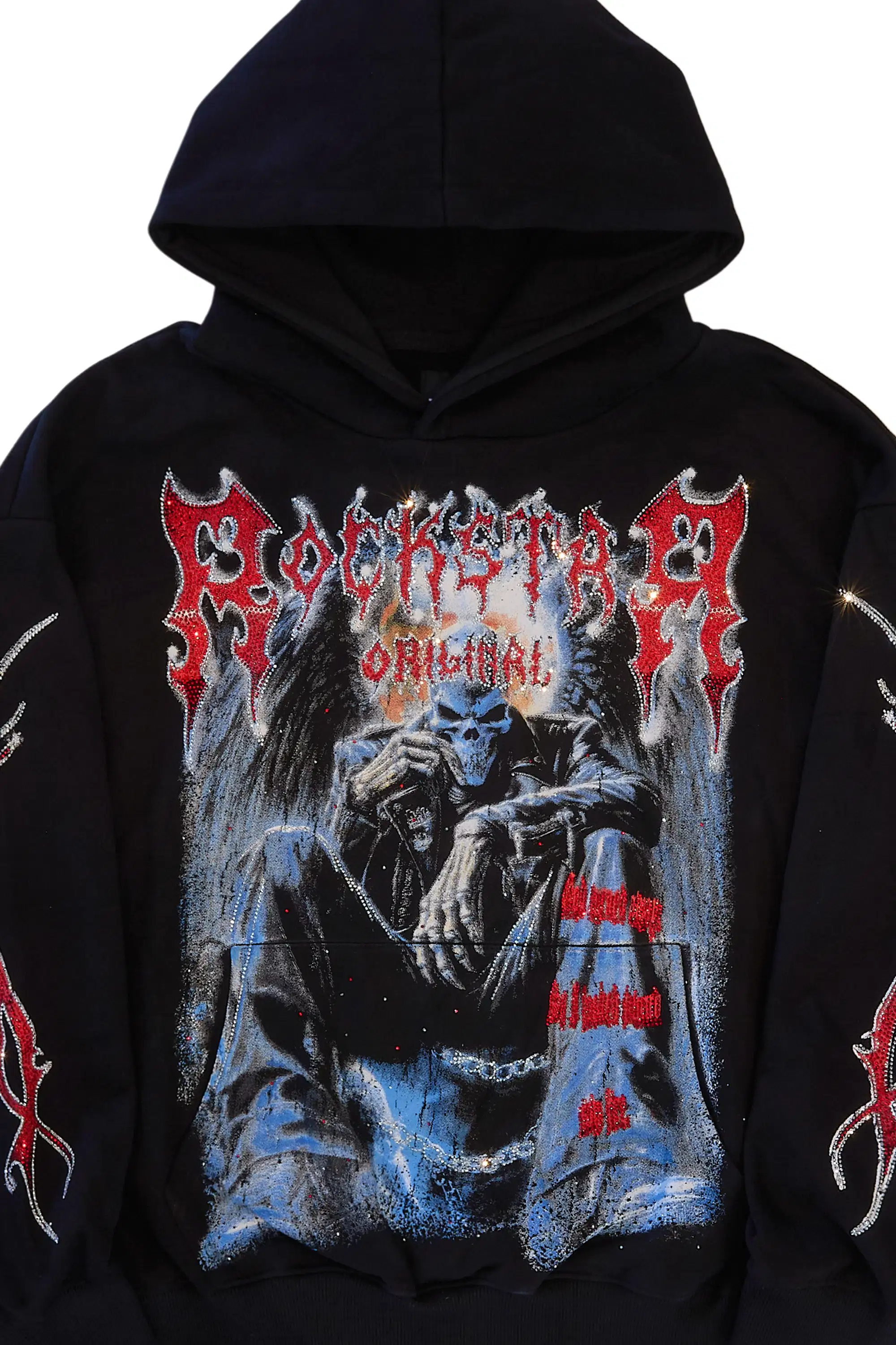 Krowne Black Rhinestone Oversized Hoodie - Image 7